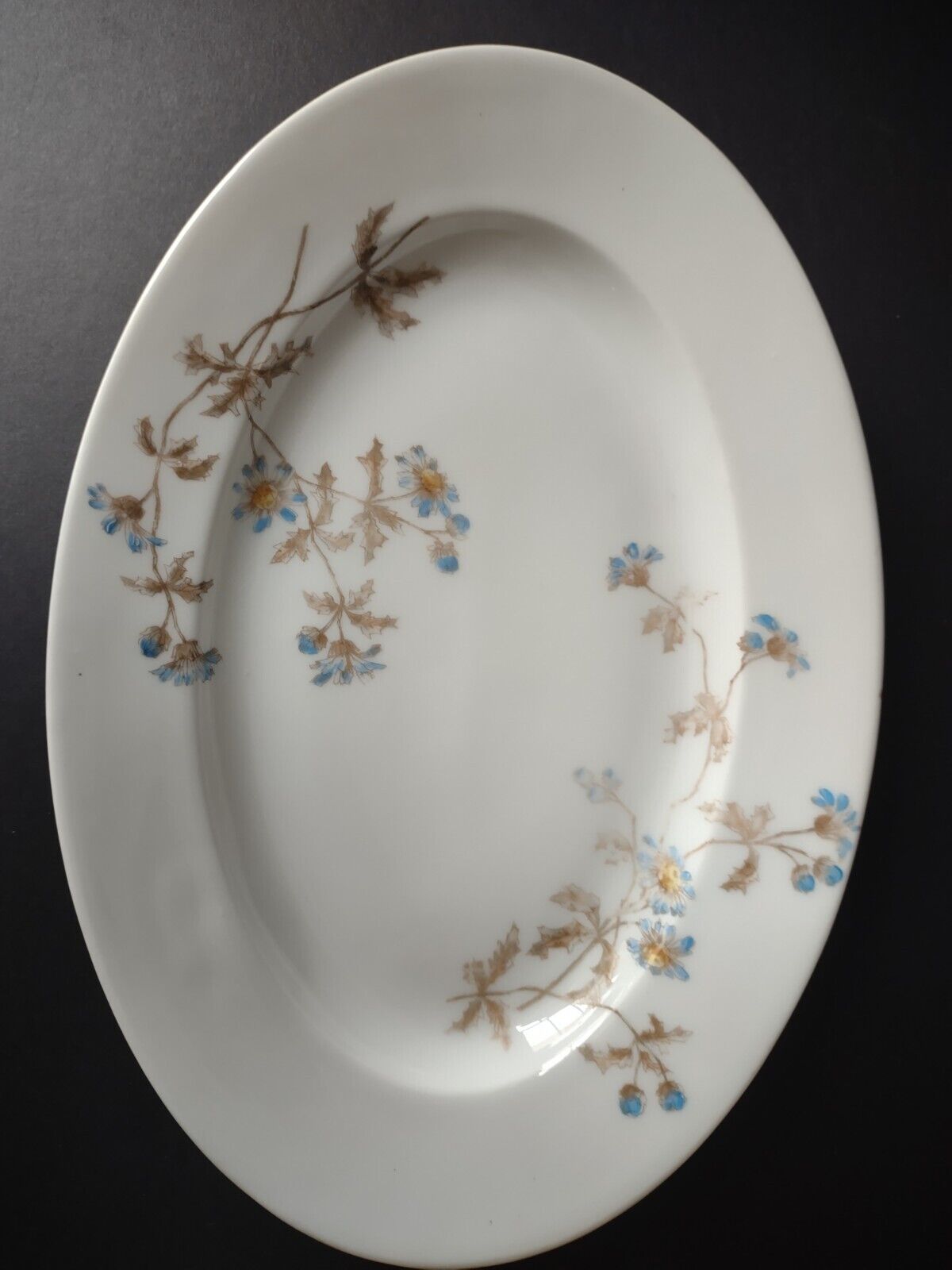Haviland Limoges CFH/GDM Turkey Serving Platter 14-1/4" Blue Flower (lot 344)