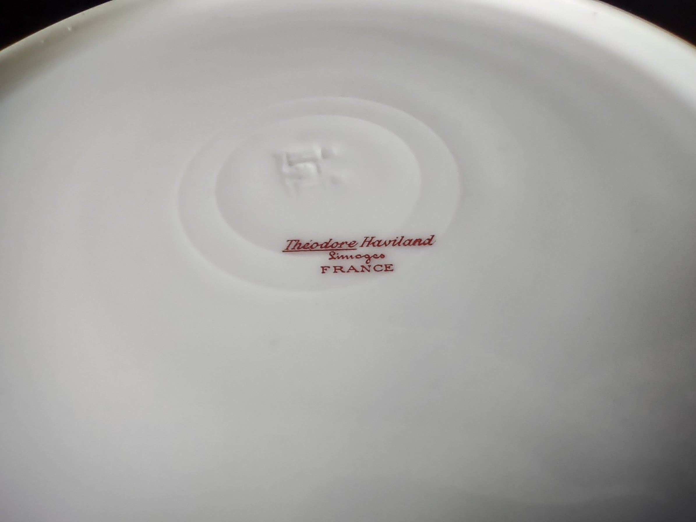 Haviland Limoges Dinner Plate Pink Rose Green Ribbon (lot 890)
