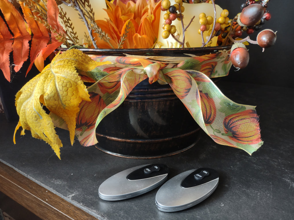 Halloween Thanksgiving Fall Centerpiece LED Flickering Candle w/Remote (Lot 3136