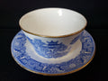 Vintage Royal Worcester Tea Cup Attached to Saucer Blue and White (lot 2076)