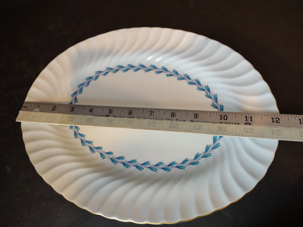 Vintage Minton Bone China Cheviot Blue Serving Platter 12"x9" (lot 5433)