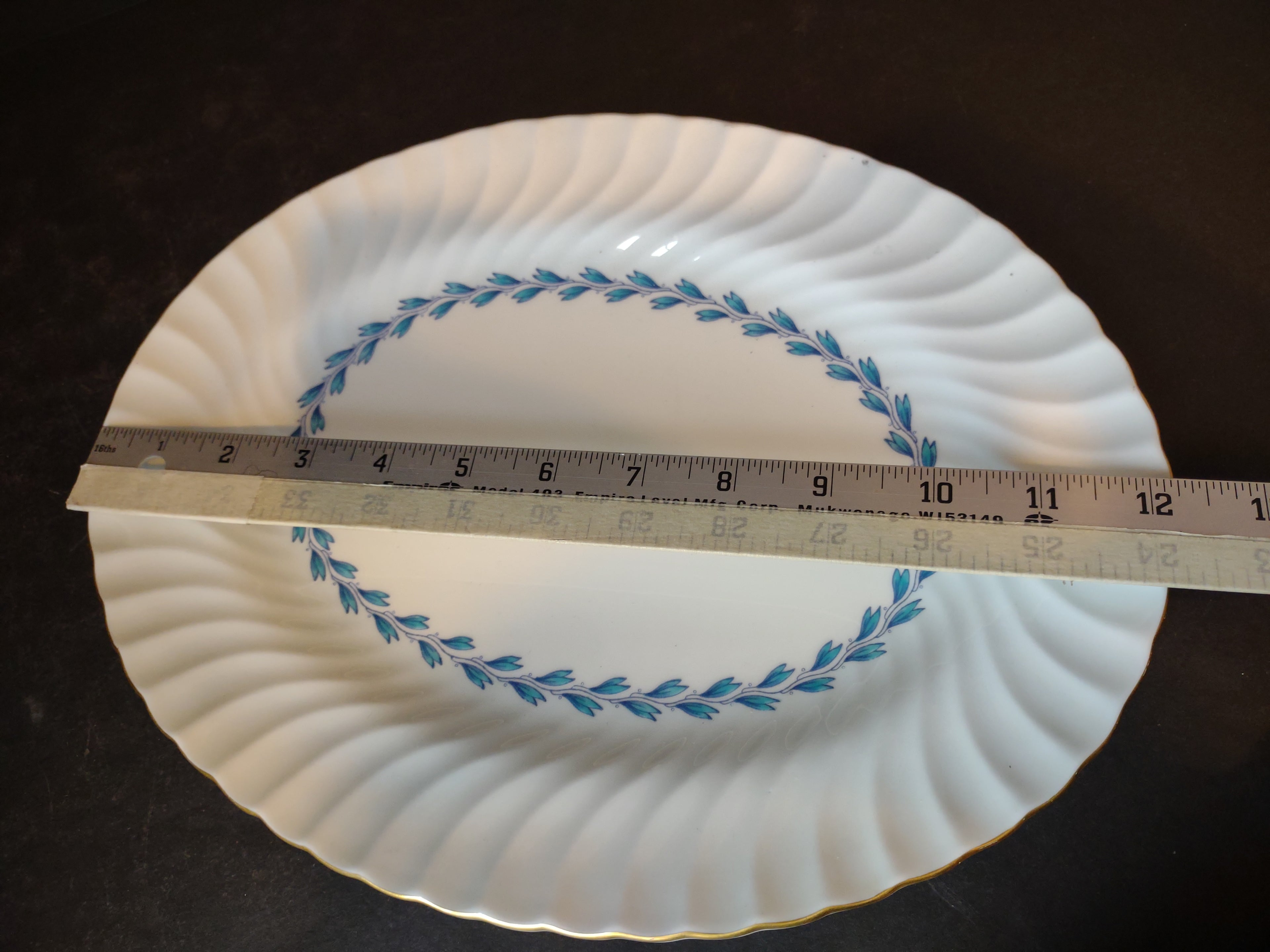 Vintage Minton Bone China Cheviot Blue Serving Platter 12"x9" (lot 5433)