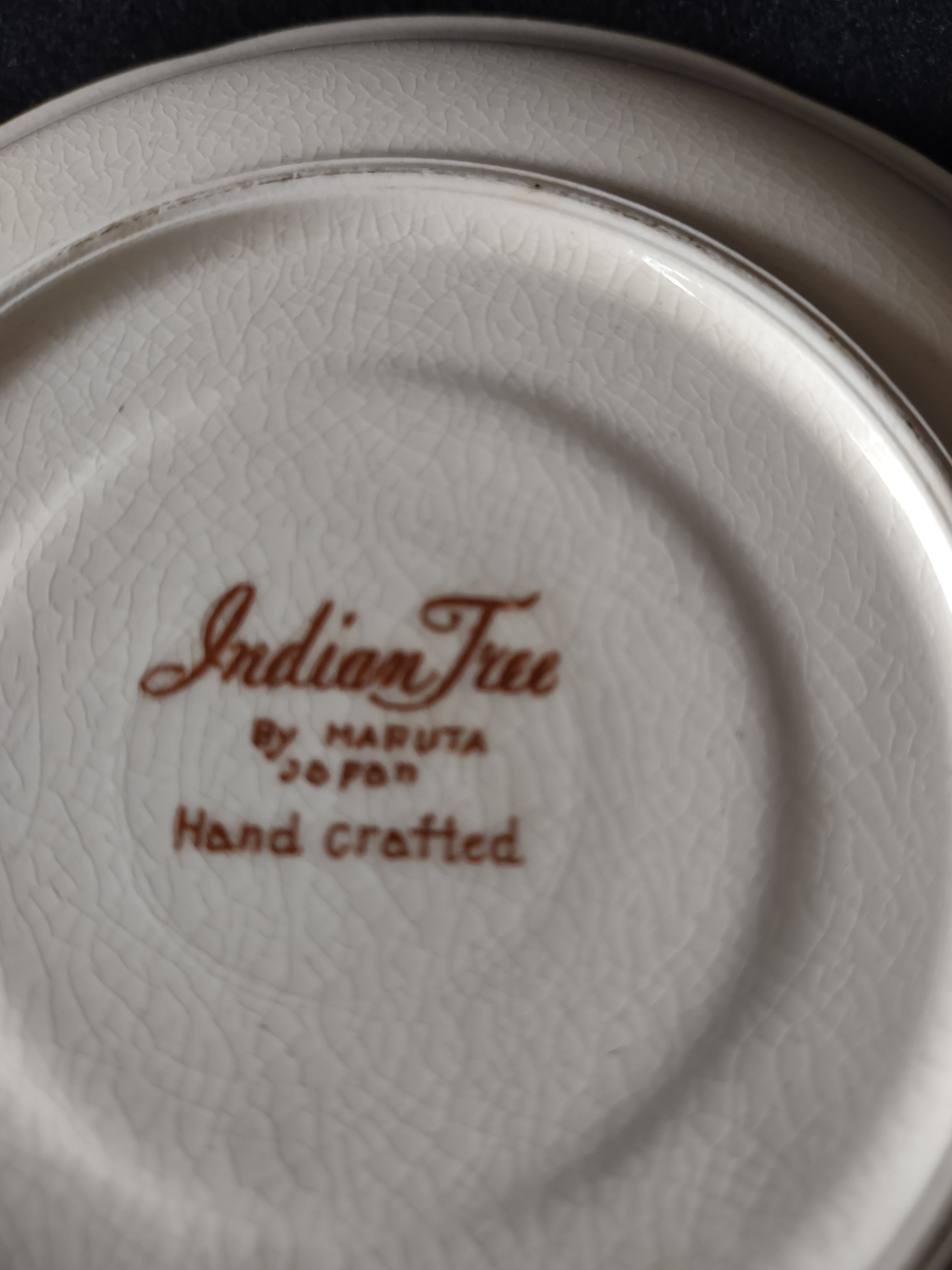 Vintage Maruta Japan Indian Tree Saucer Floral Brown White (Lot 5053)