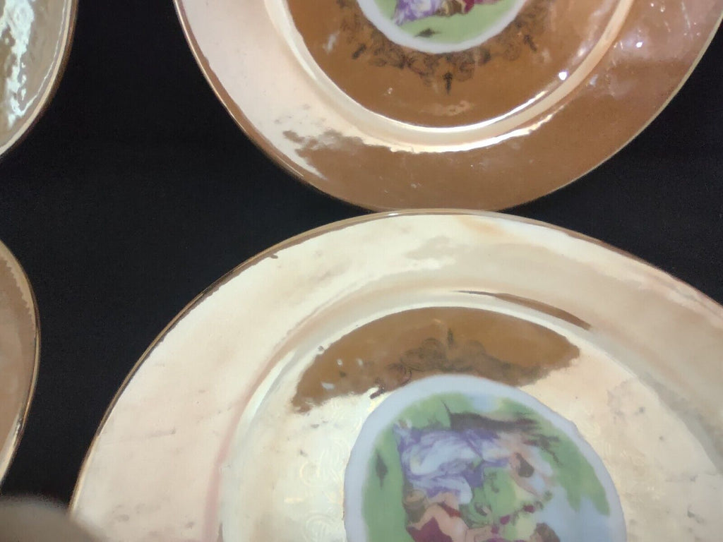 Set of 6 Japan Handpainted Lusterware Plates 7-1/4" (lot 477