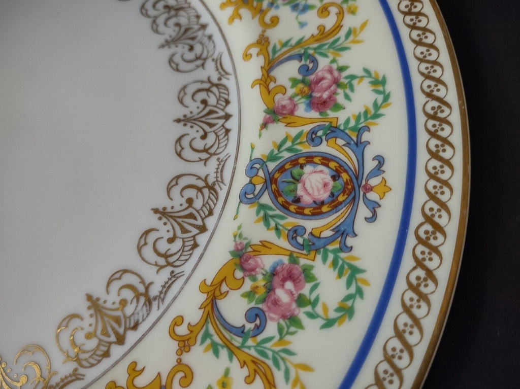 Ahrenfeldt Limoges Gold Trim Ornate Design Blue Dinner Plate 10-7/8" (lot 641)