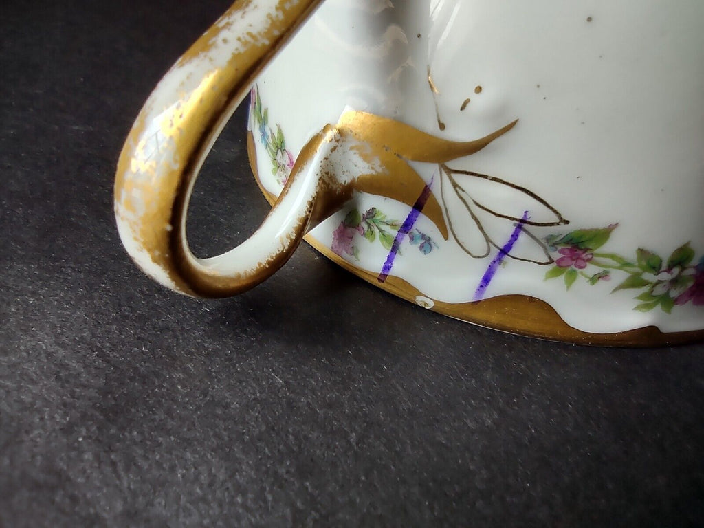 Haviland Limoges Gold Trim Pink Flower Garland Teacup & Saucer IMPERFECT lot 707