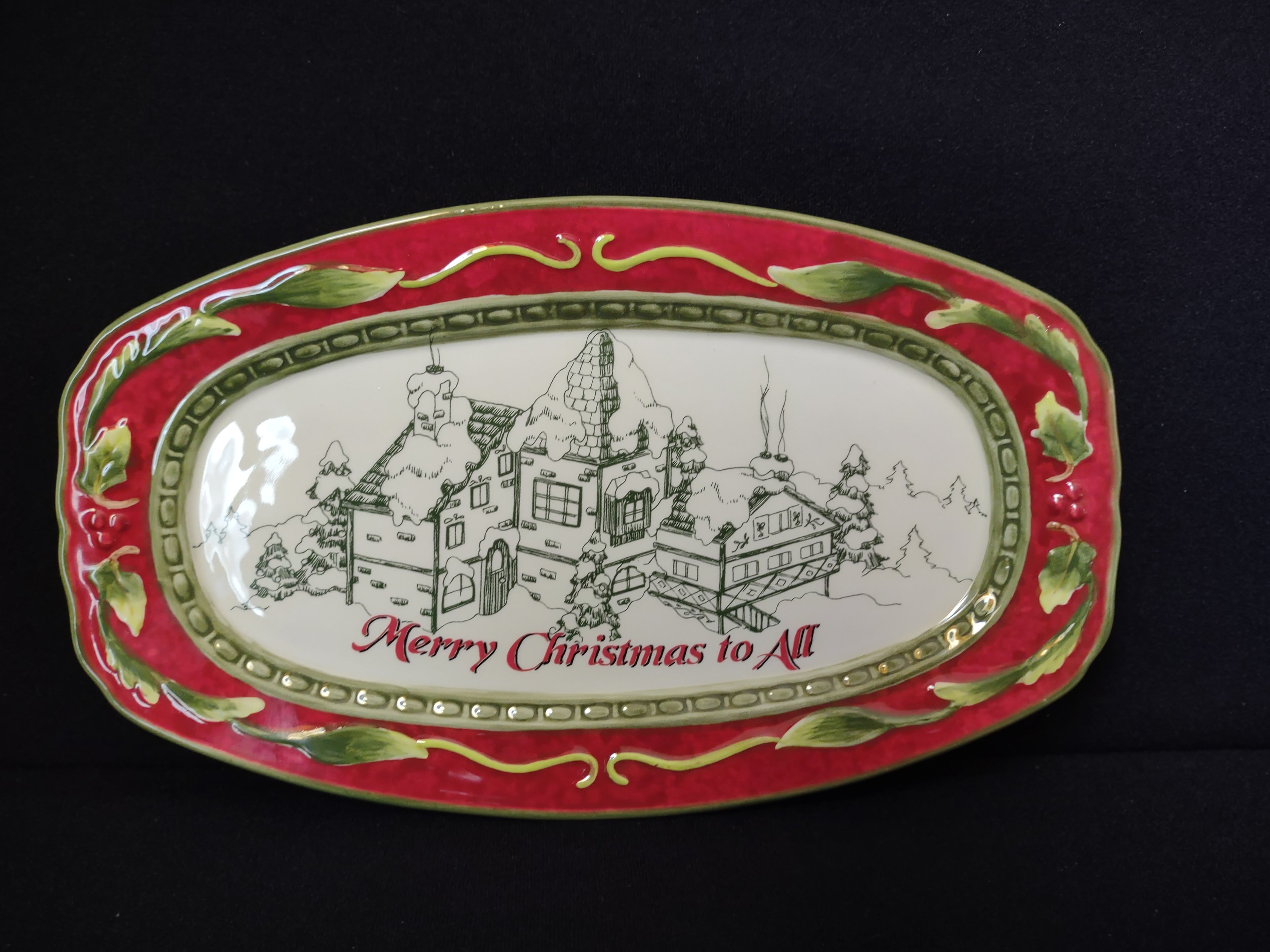 Fitz and Floyd St Nick Serving Tray Platter "Merry Christmas to All" (lot 1523
