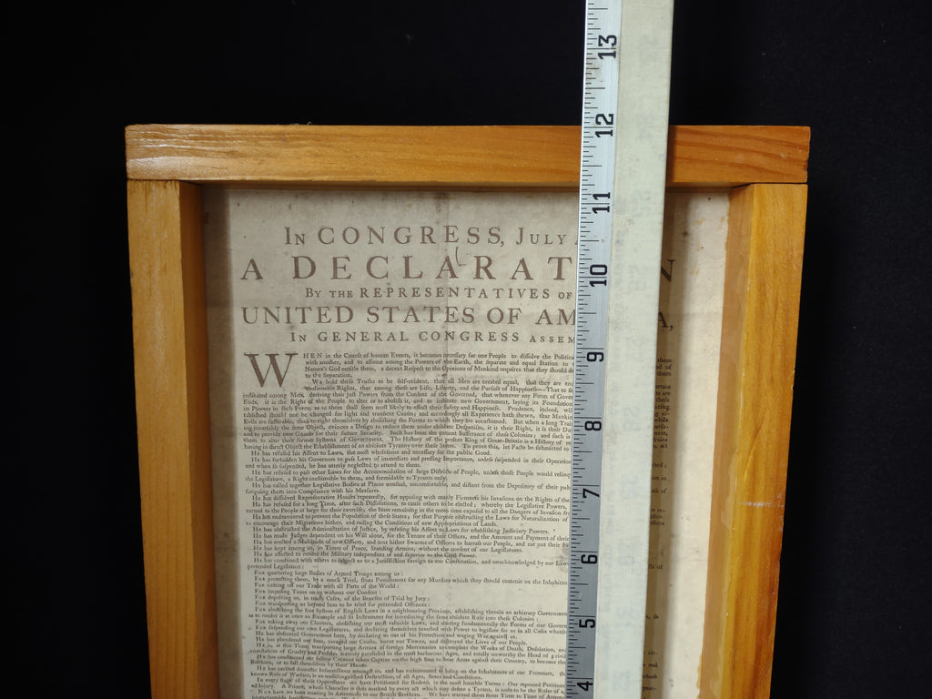 Framed Declaration by the Representatives of the USA 12" x 9-12" (lot 2785c )