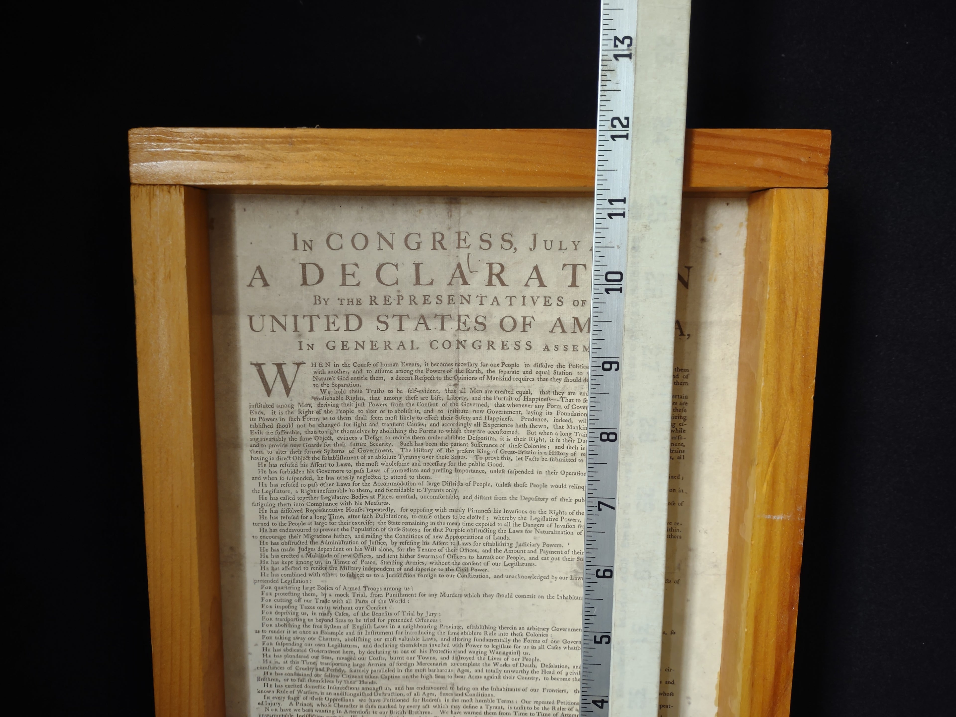 Framed Declaration by the Representatives of the USA 12" x 9-12" (lot 2785c )