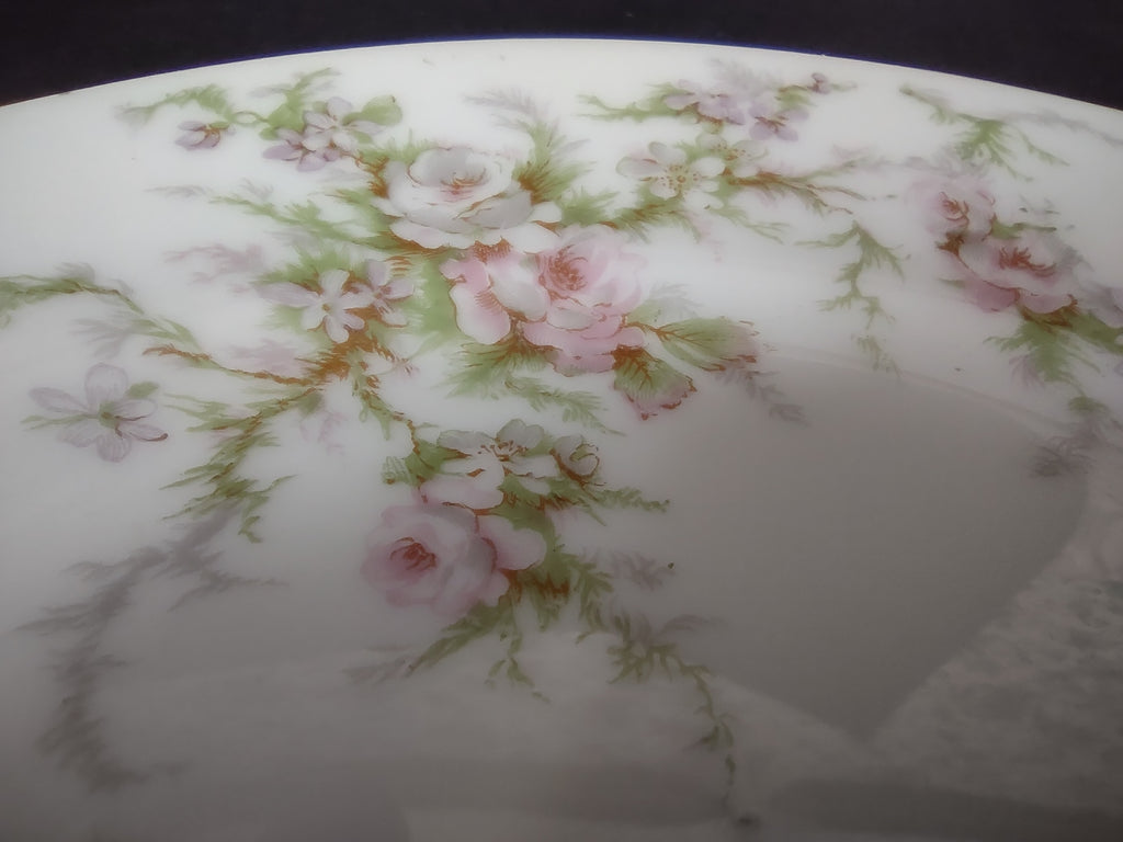 Haviland Limoges 2 x Dessert/Salad Plate Pink White Cabbage Rose Moss (lot 903)