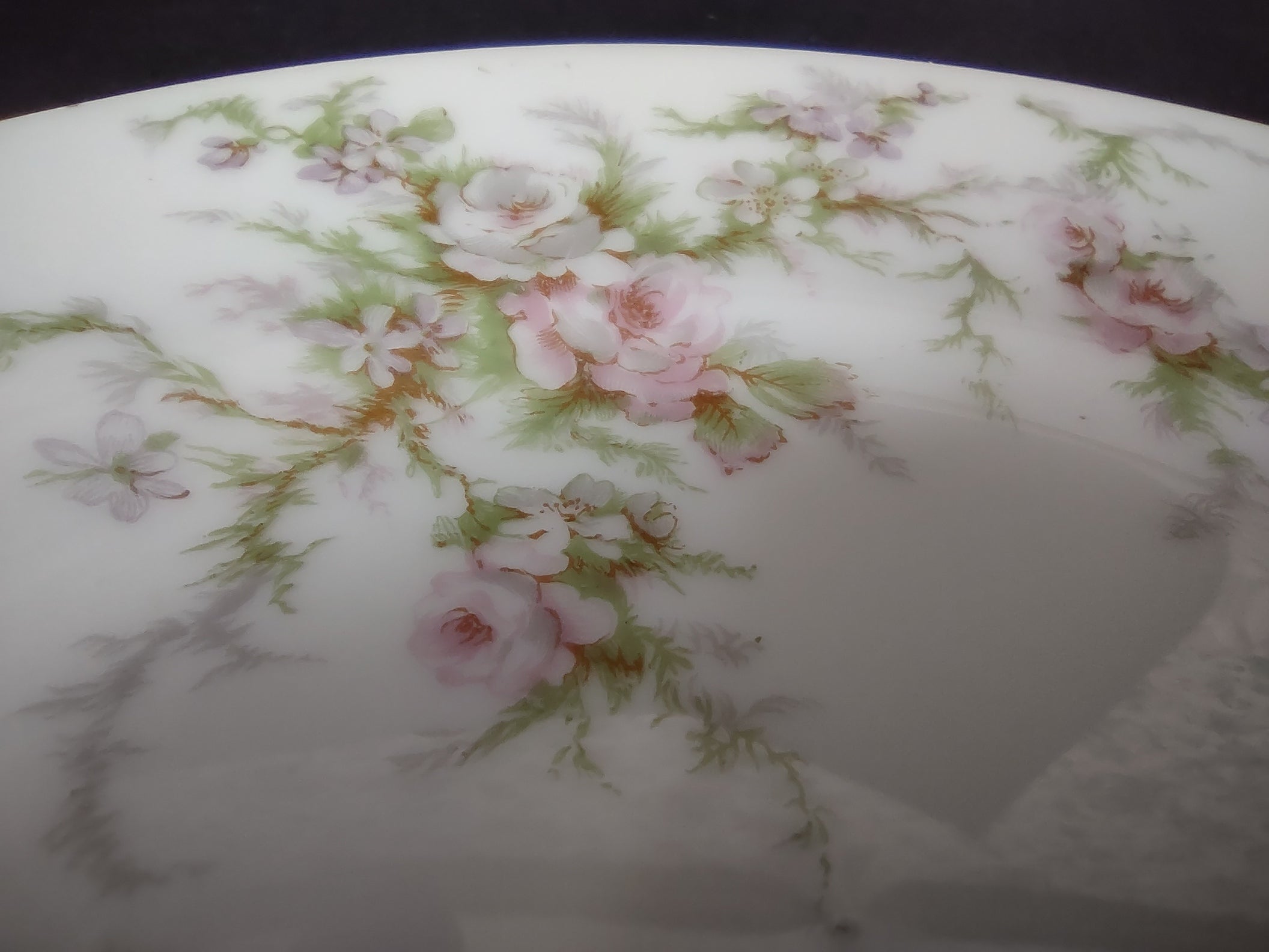 Haviland Limoges 2 x Dessert/Salad Plate Pink White Cabbage Rose Moss (lot 903)