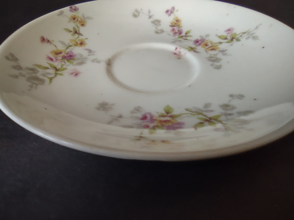 Haviland Limoges Saucer ONLY Pink Yellow Rose (lot 917)