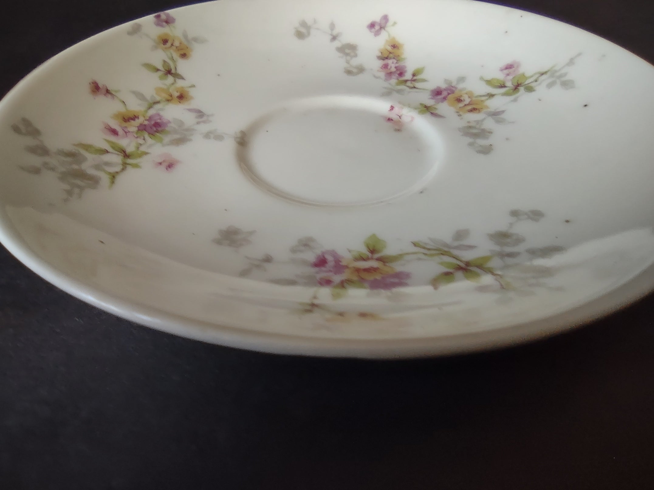 Haviland Limoges Saucer ONLY Pink Yellow Rose (lot 917)