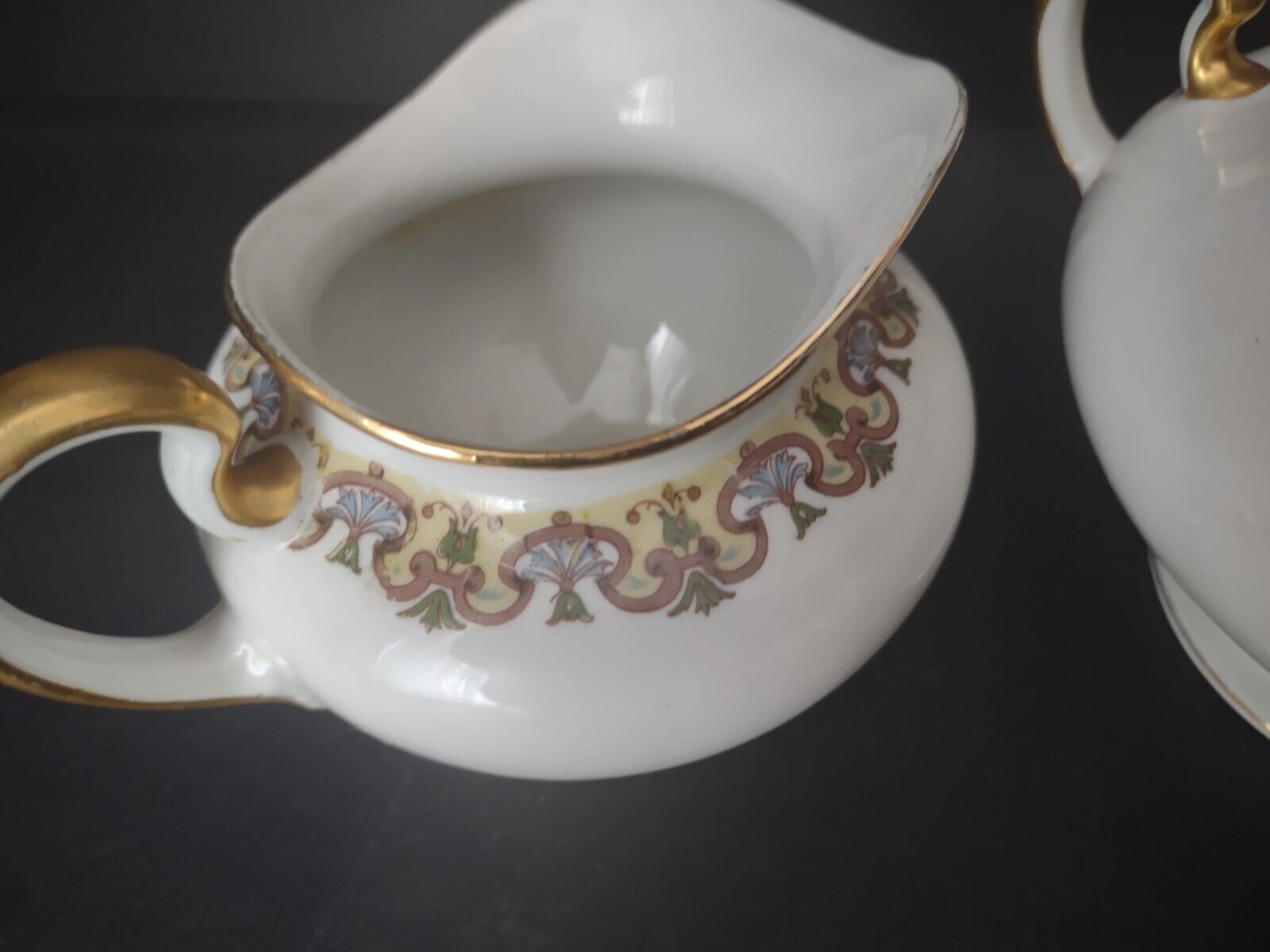 Wm Guerin France Limoges Set Creamer Sugar Bowl Gold Trim (lot 534)