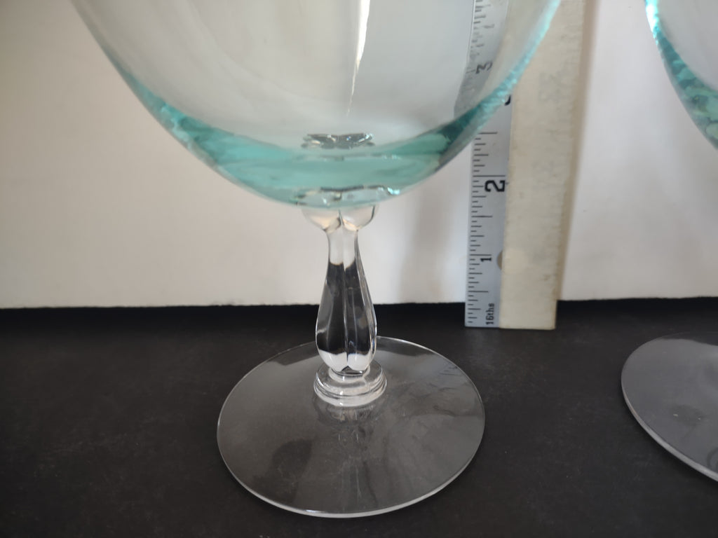 Set of 2 Fostoria Rharsodia Turquoise 4 1/2" Champagne Sherbet Glass (lot 2714)