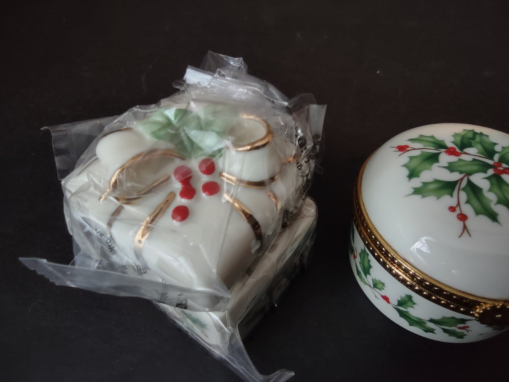 Vintage 2 x Lenox Mini Holley Jewelry Box Small Vase x 3 (1210)