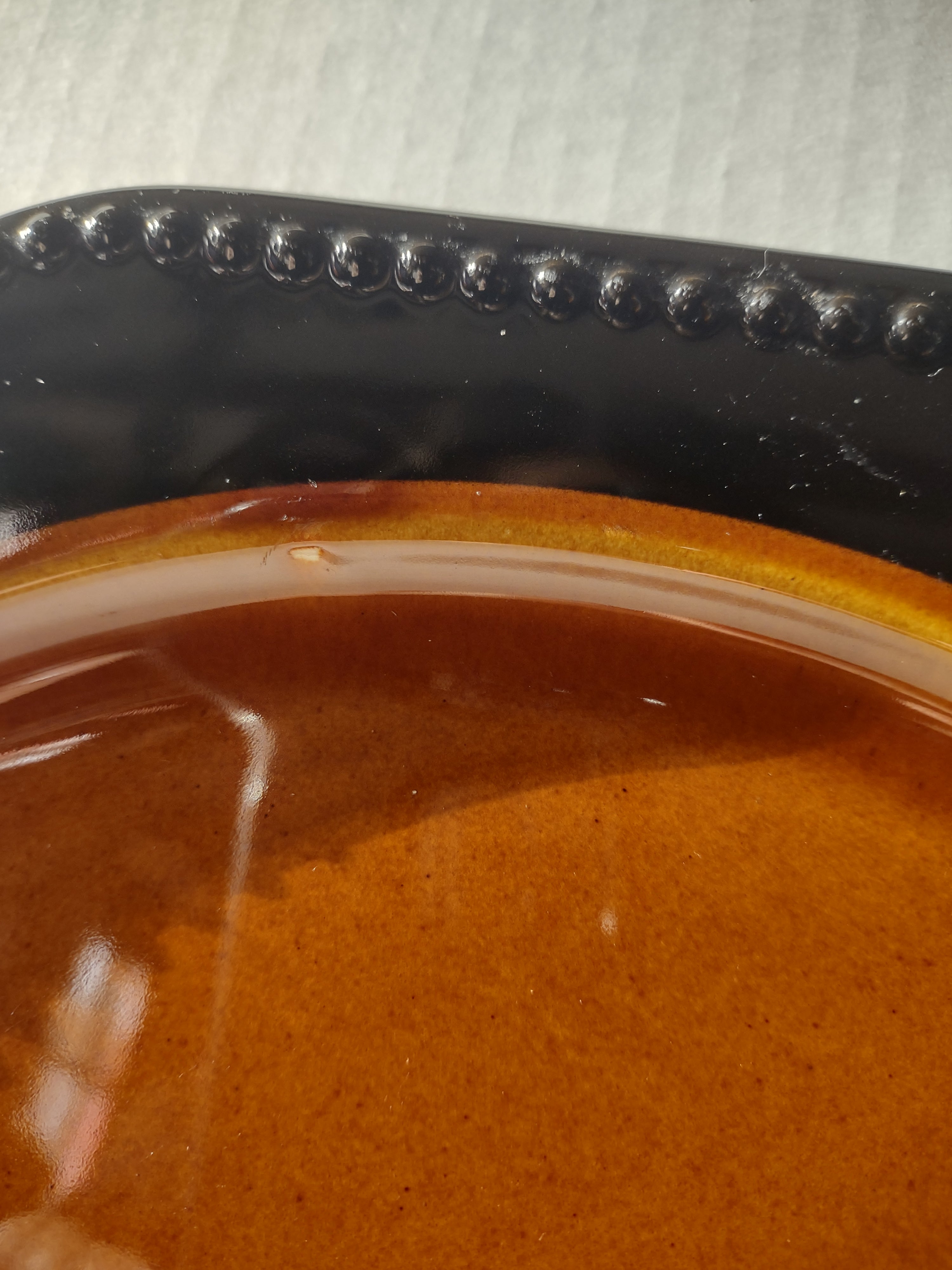 Vintage MCM Ironstone Amber Octagon Serving Platter 12" USA Oven Proof (lot 5001