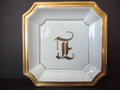 White Gold Trim Vintage Ashtray 8-1/4" x 8-1/4" Monogrammed L (lot 330)