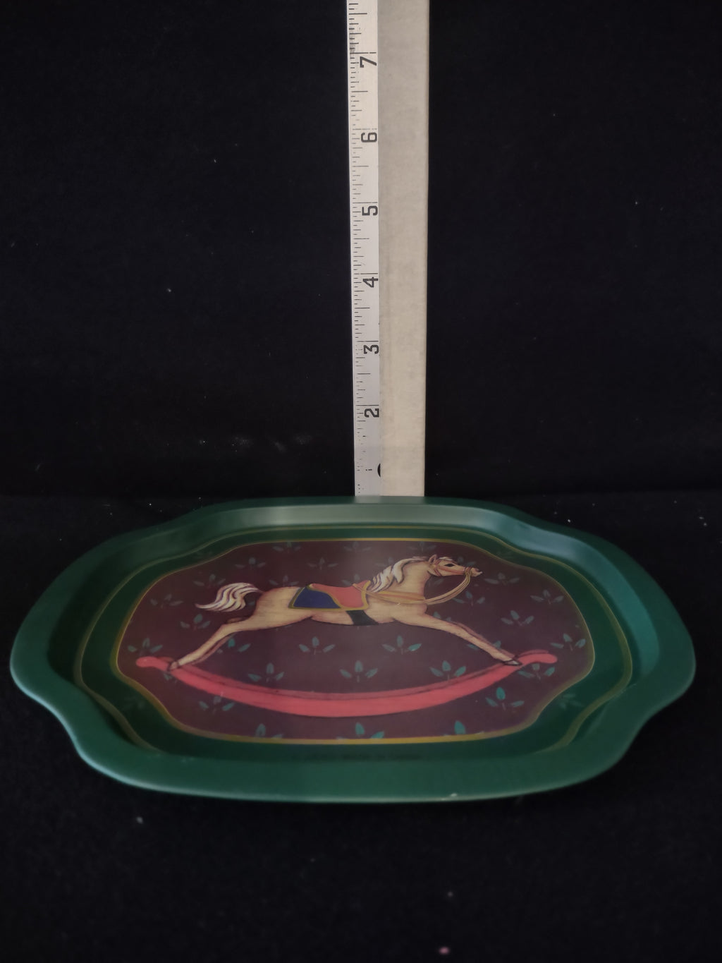 Vintage Christmas Rocking Horse Metal Snack Trays (Lot 3983)