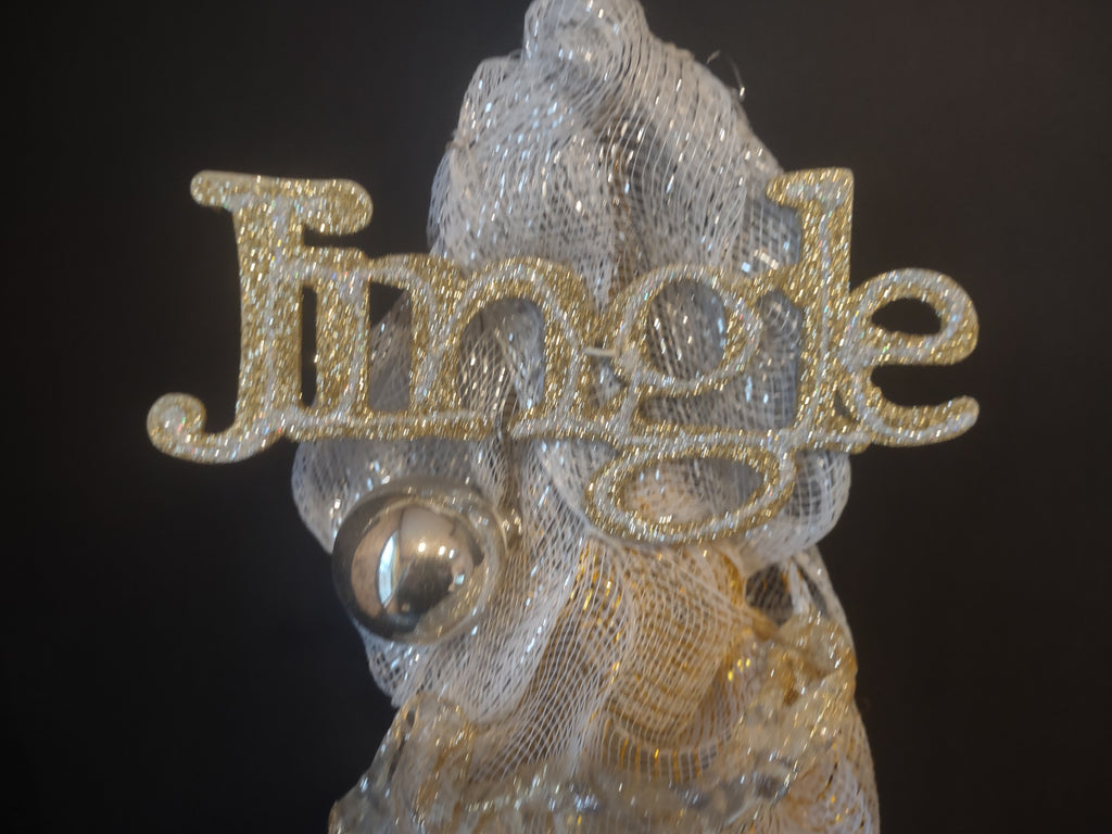 Christmas Tree Tabletop Mesh Ribbon White Gold 24" (lot 1395)