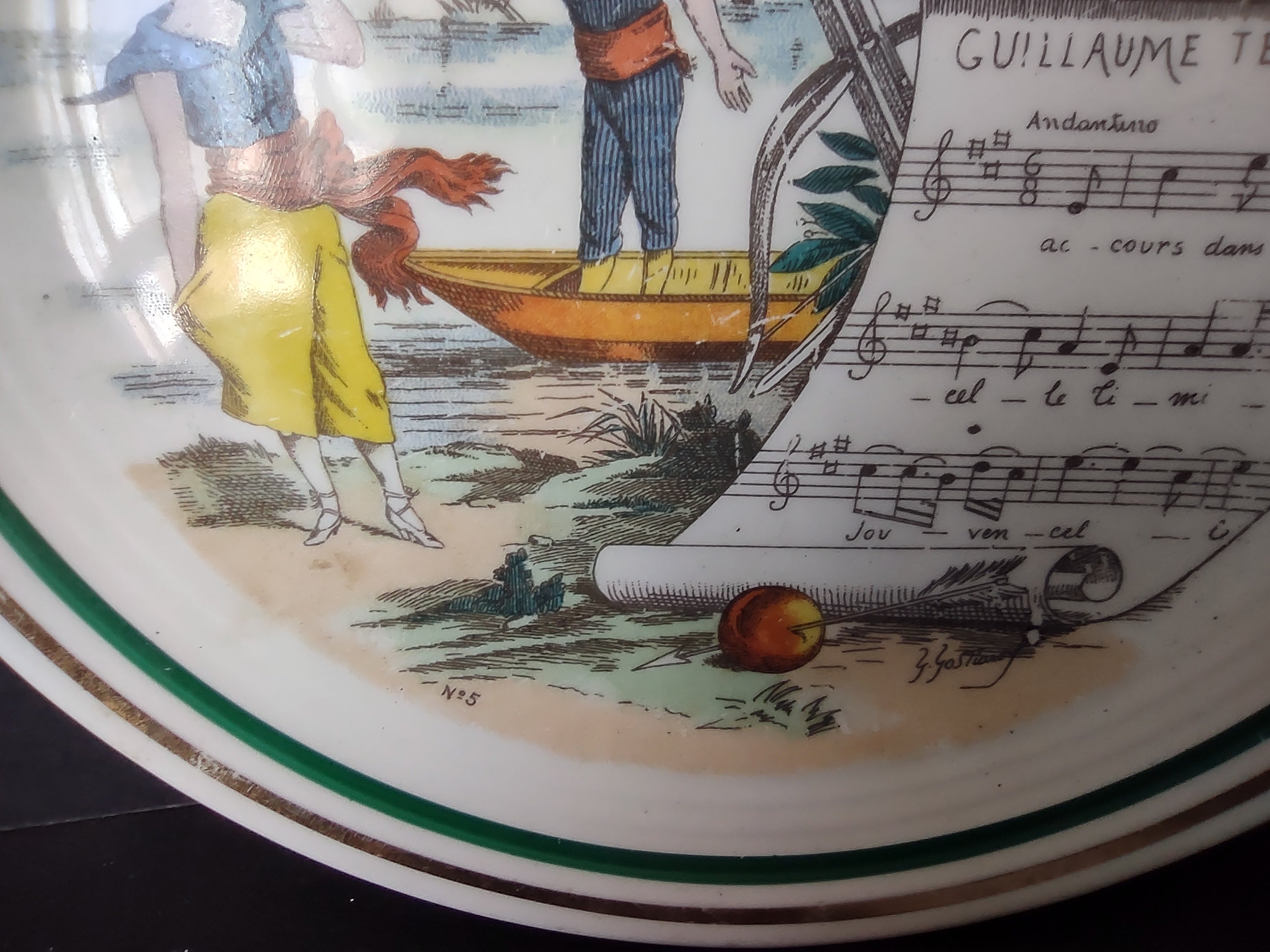 PV Limoges French Cottage Shabby Chic Music Design Plate 6-1/4" (lot 1124)