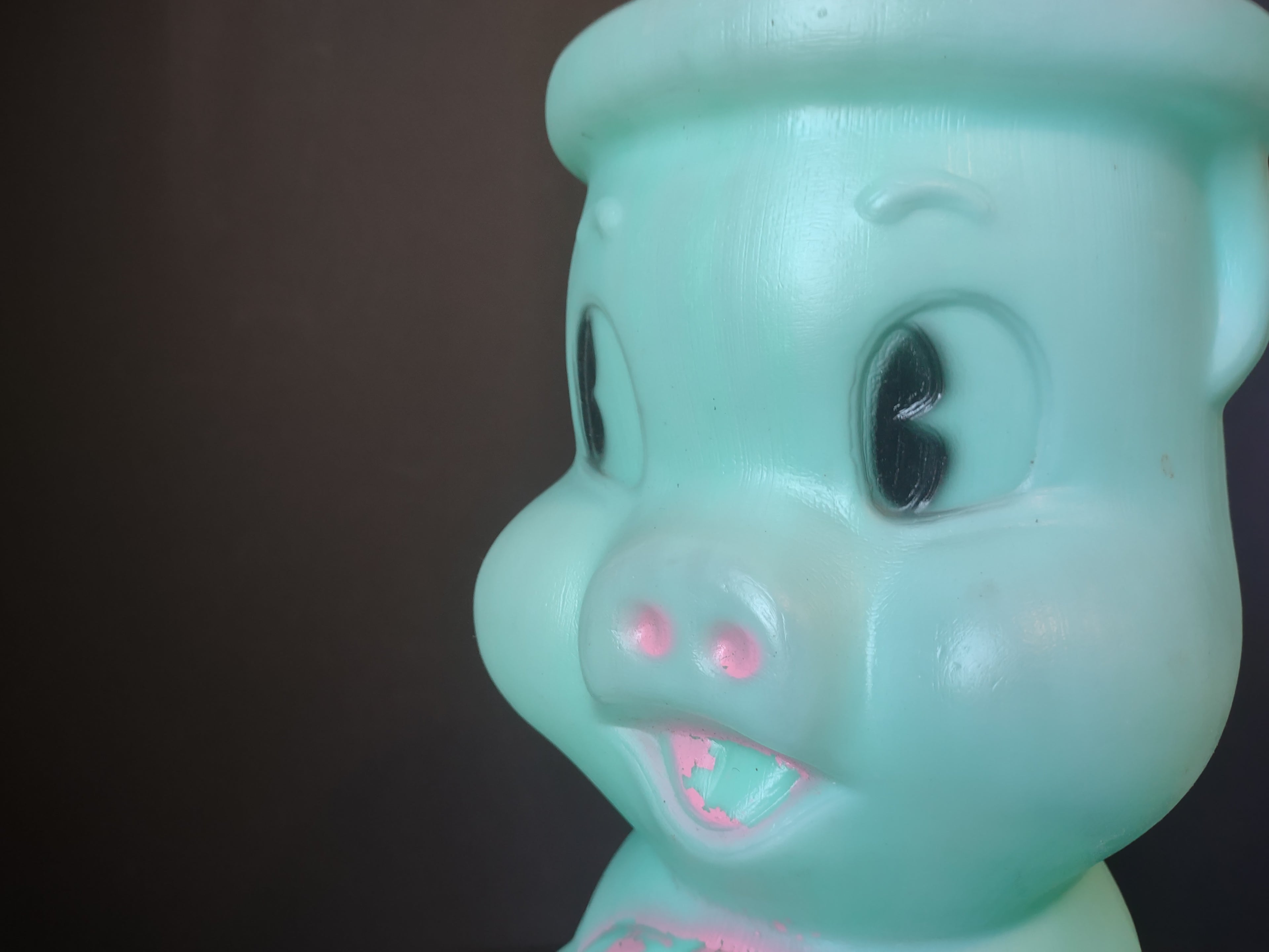 Vintage Blow Mold Piggy Bank Turquoise 16" (lot 1465)