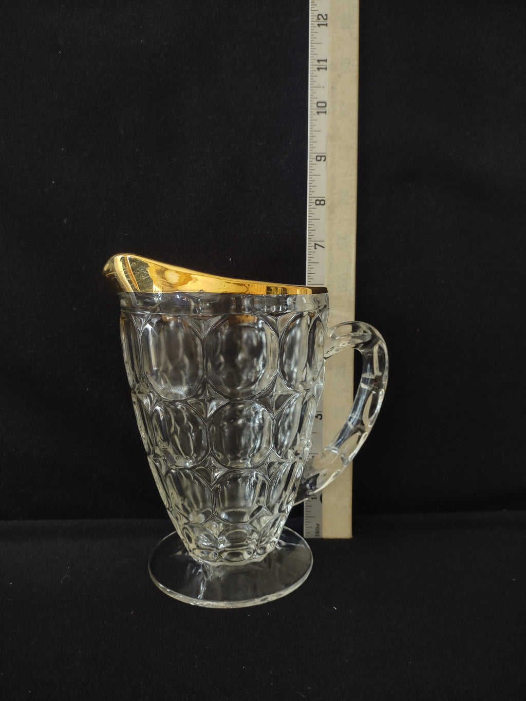 Vintage Jeannette Glass Thumbprint/Pilgrim Gold Trim Rim (Lot 3249)