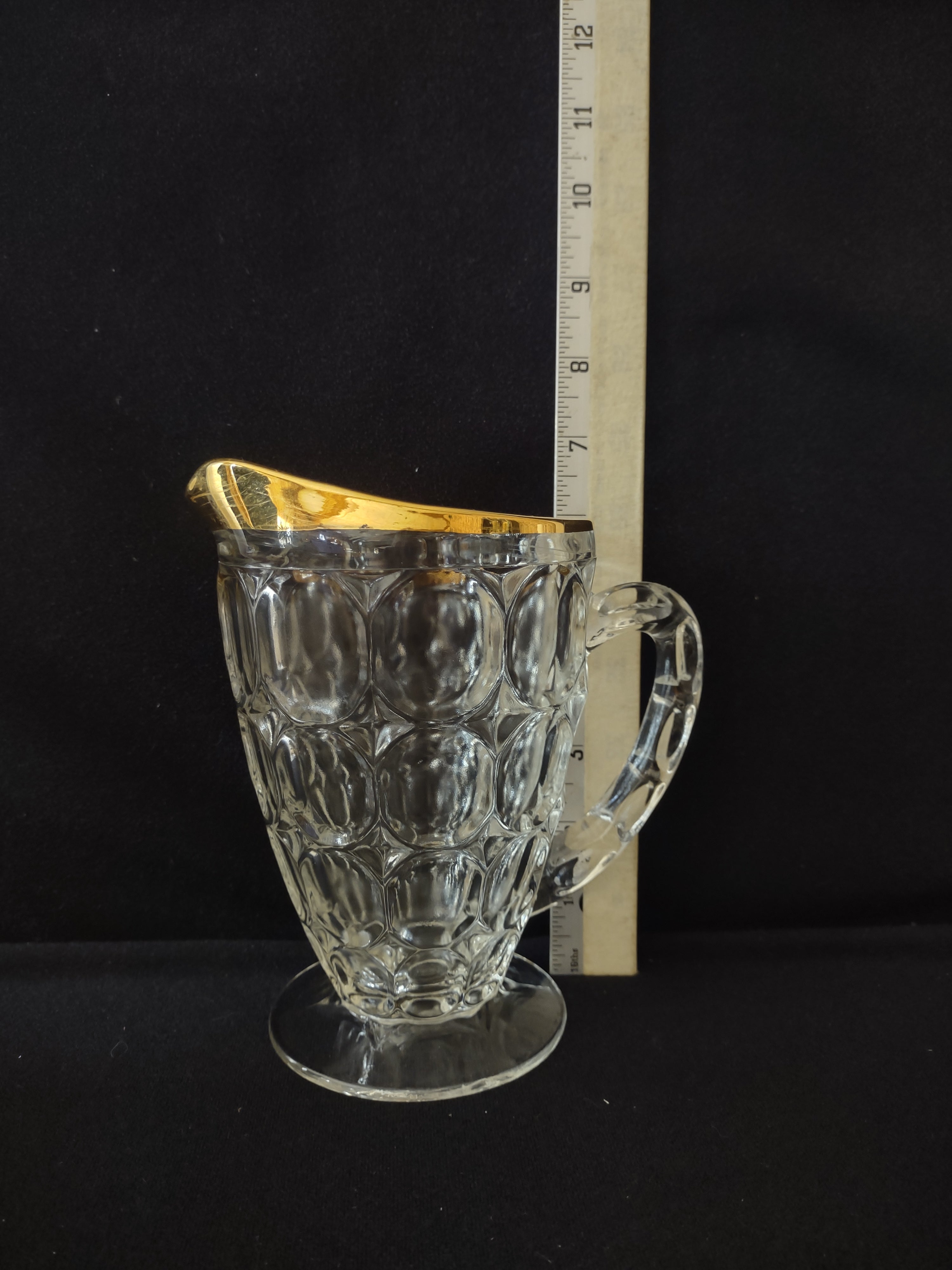Vintage Jeannette Glass Thumbprint/Pilgrim Gold Trim Rim (Lot 3249)