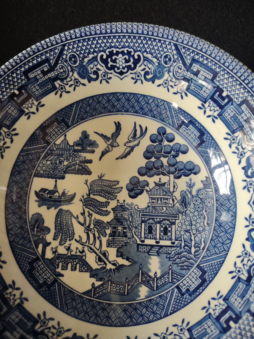 Vintage Churchill Teacup Cereal Bowl Ironstone Blue Willow Set Of 2 (Lot 5586)