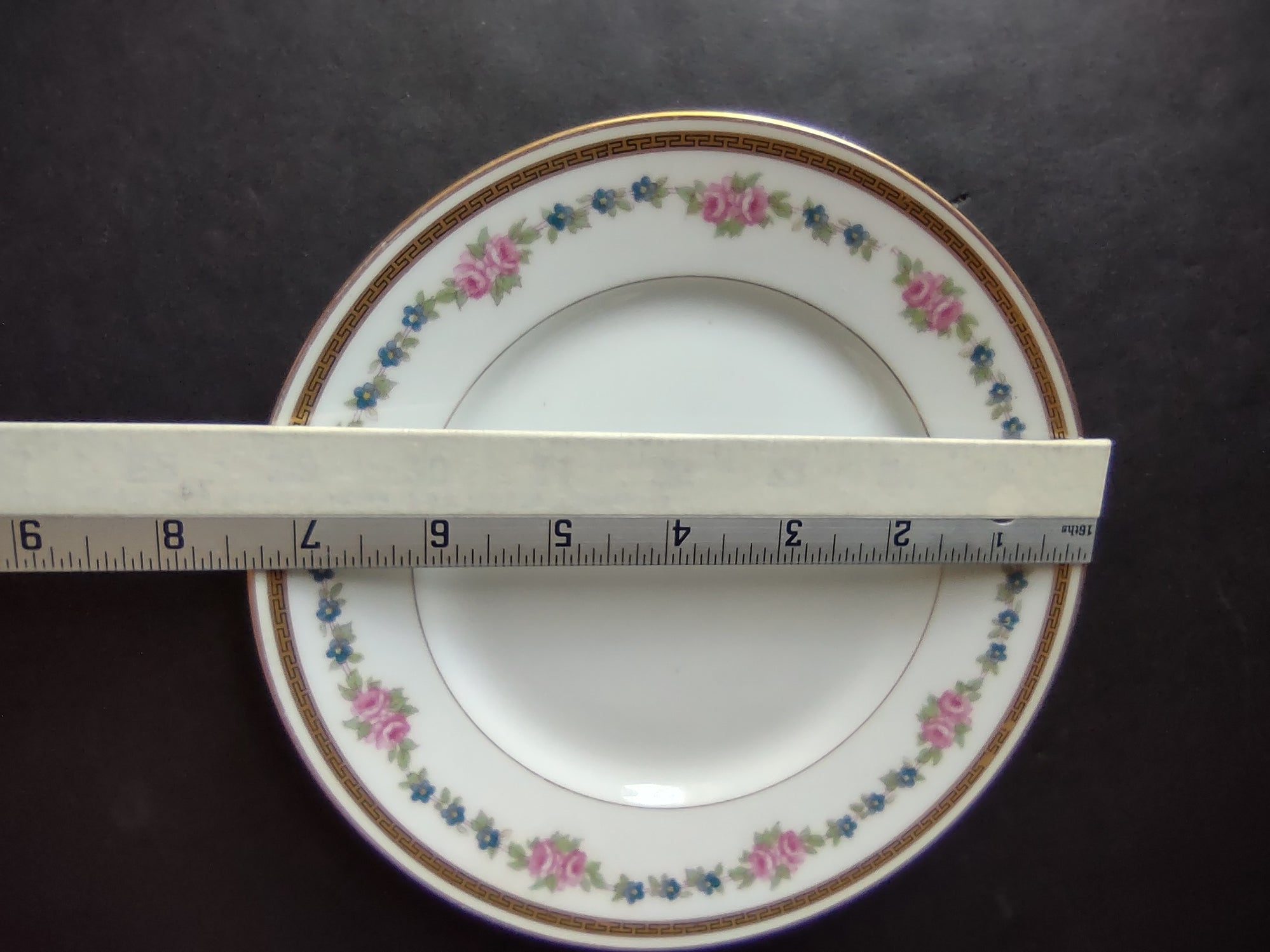 France Limoges for L. Bernardaud Double Gold Trim Roses Dessert Plate (lot 972)
