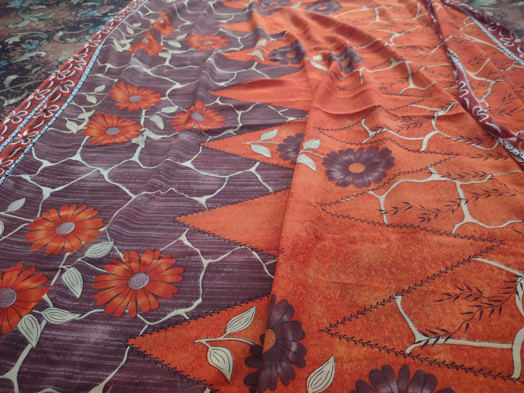 Thanksgiving Fall Material Fabric Orange Floral 5 yrd 44" wide (3094)