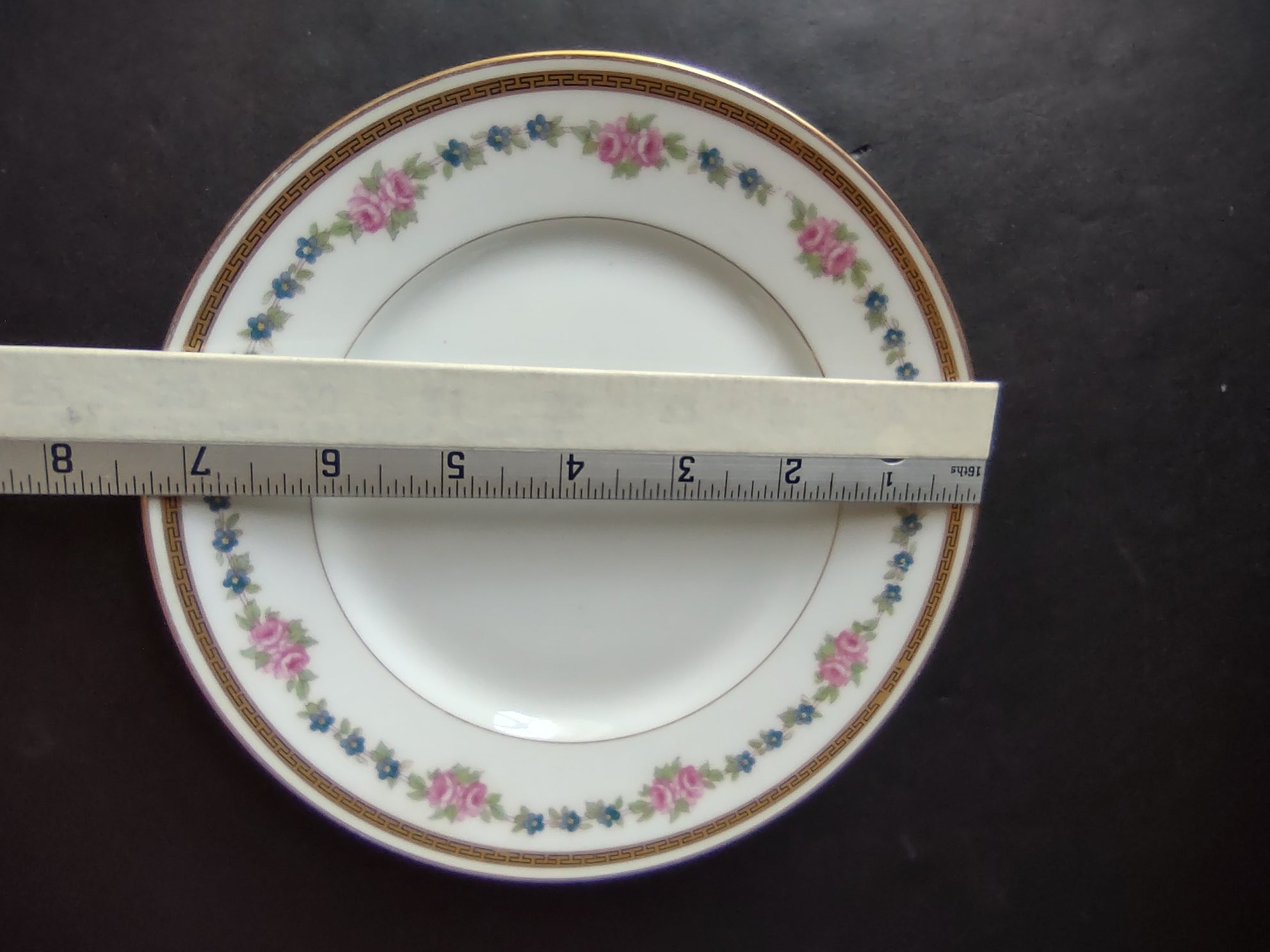 France Limoges for L. Bernardaud Double Gold Trim Roses Dessert Plate (lot 972)
