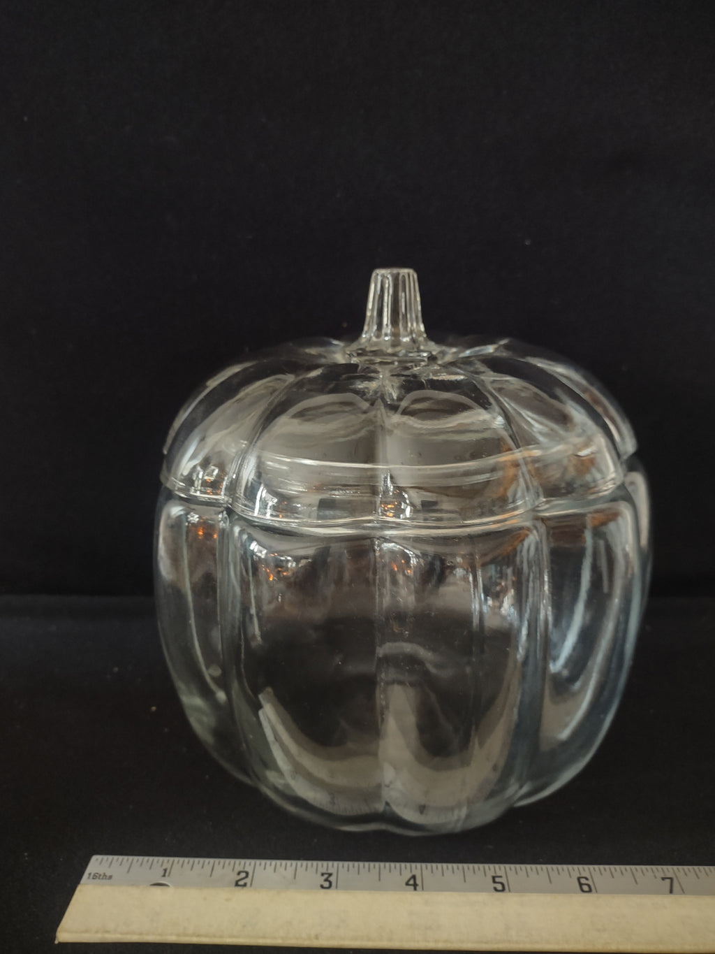 Halloween Thanksgiving Fall Glass Lidded Pumpkin Cookie Jar (Lot 3373)