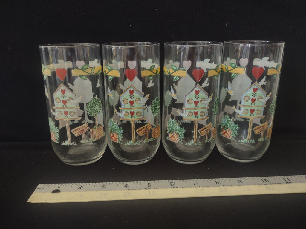 Vintage Thomson Pottery Birdhouse Tumblers X 4 (Lot 2935)