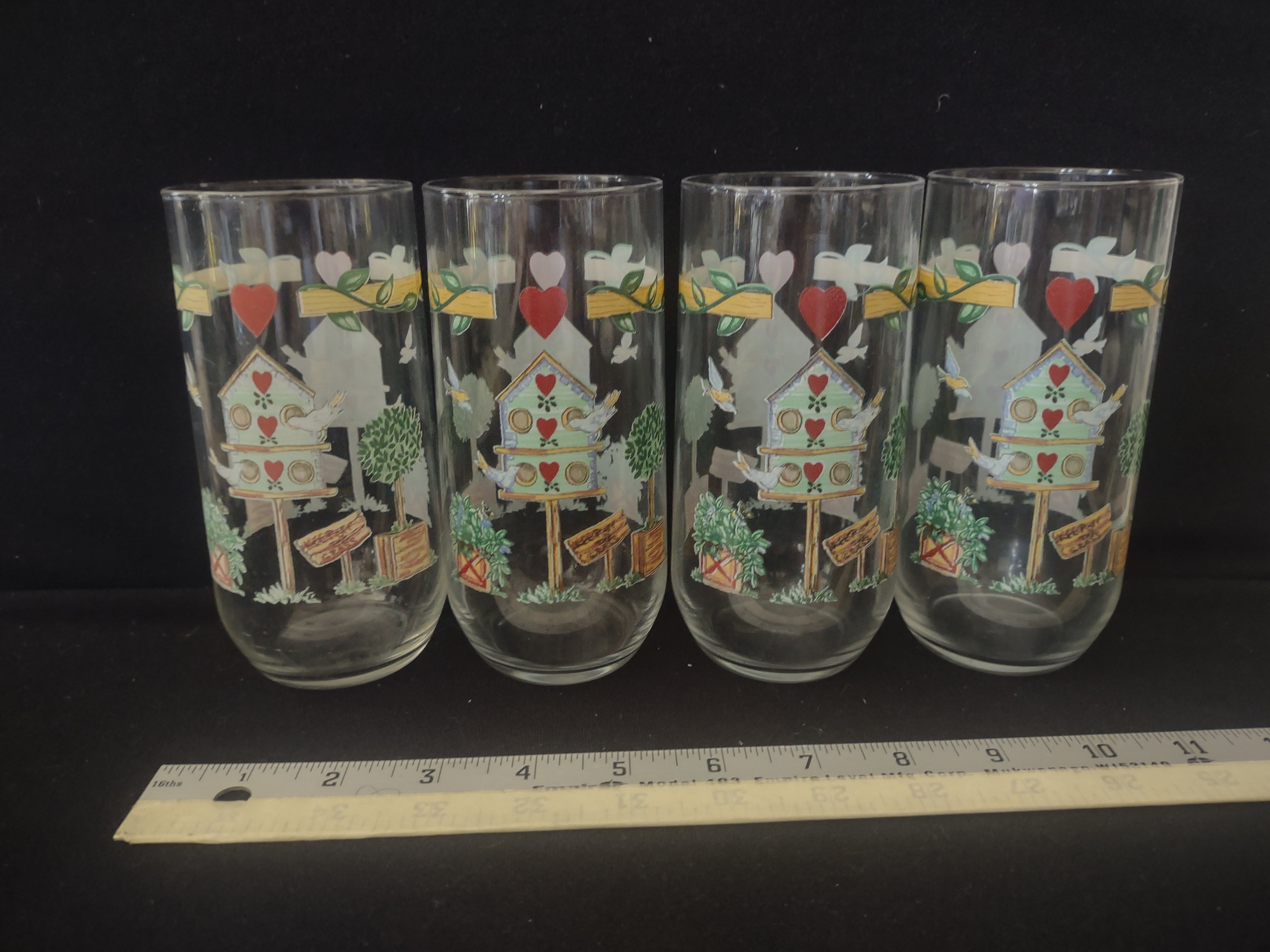 Vintage Thomson Pottery Birdhouse Tumblers X 4 (Lot 2935)