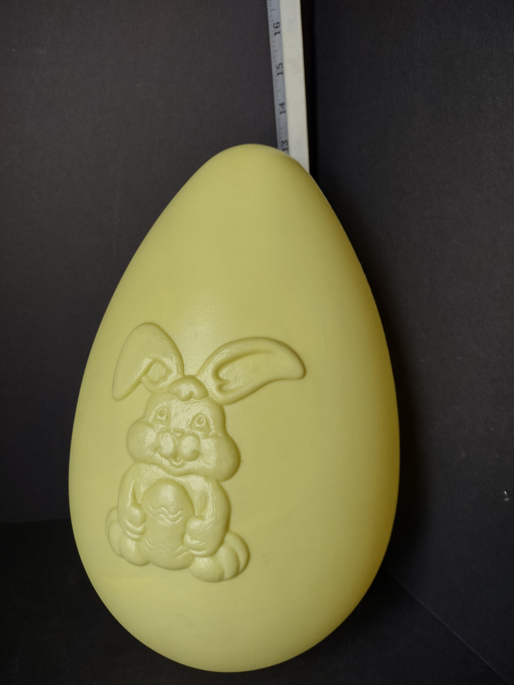 Vintage Blow Mold Easter Egg Yellow with Bunny 13" tall (lot 1470)