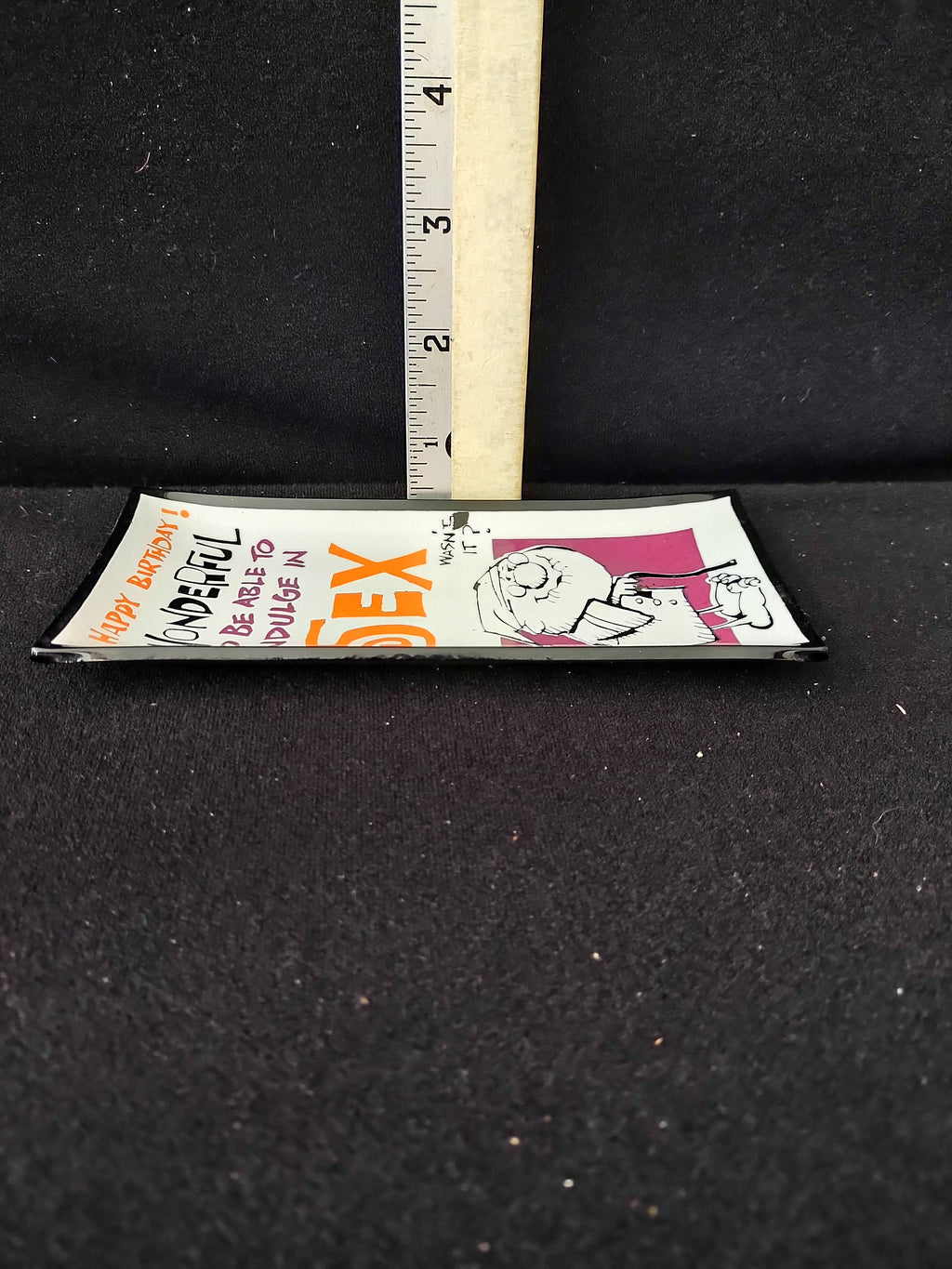 Vintage Houze Art Happy Birthday Old Innuendo Candy Trinket Dish (Lot 3645)