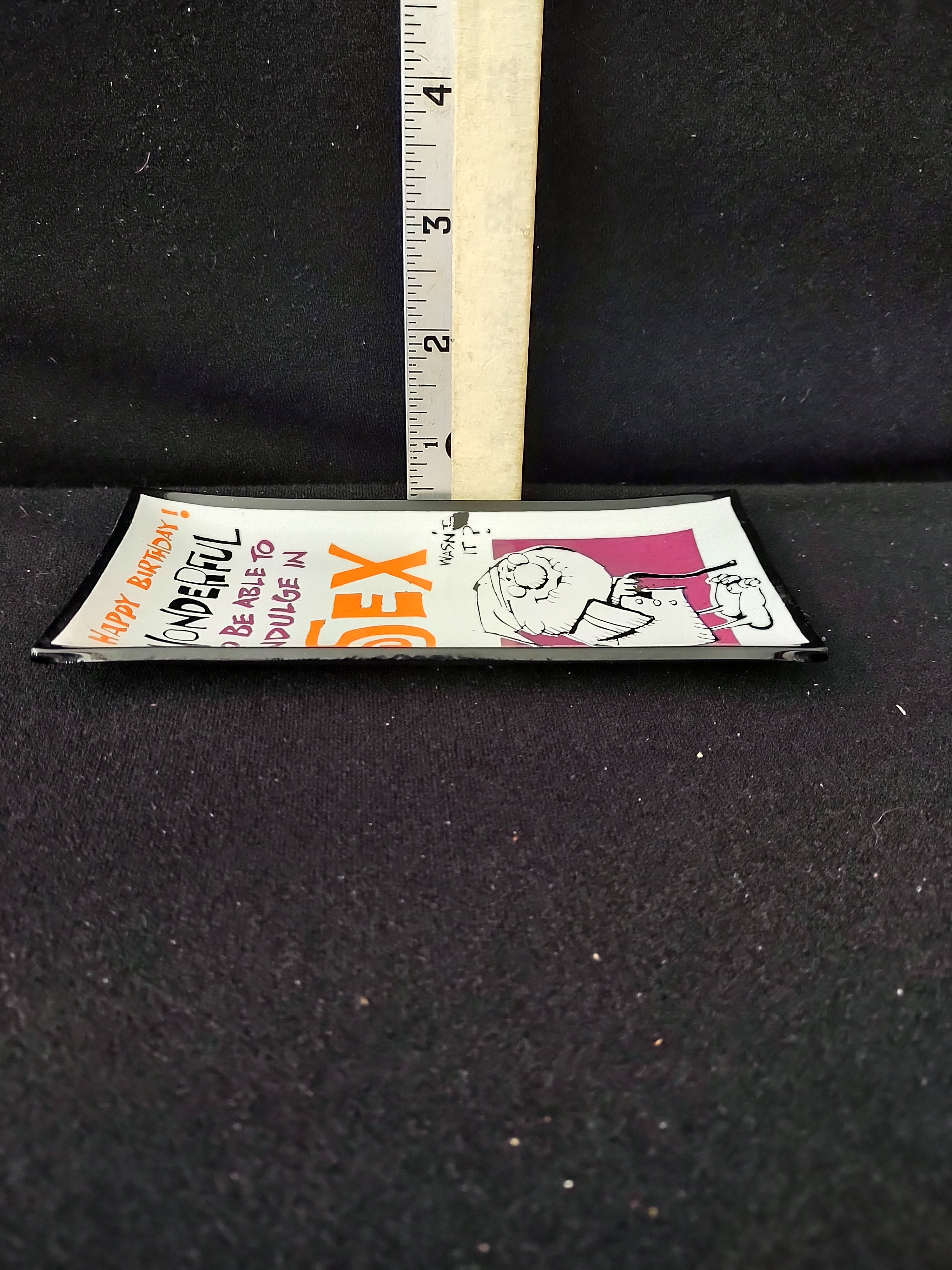 Vintage Houze Art Happy Birthday Old Innuendo Candy Trinket Dish (Lot 3645)