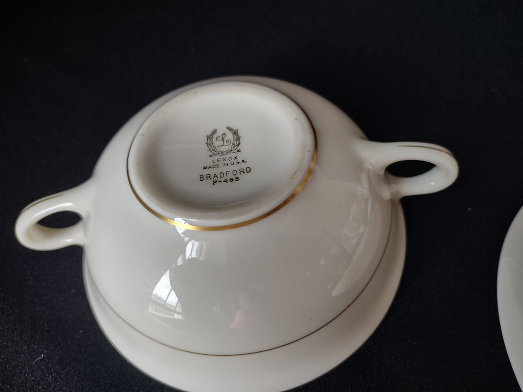 Vintage Lenox Bradford Tulips Gold Trim Bouillon Cup with Liner (lot 1828)