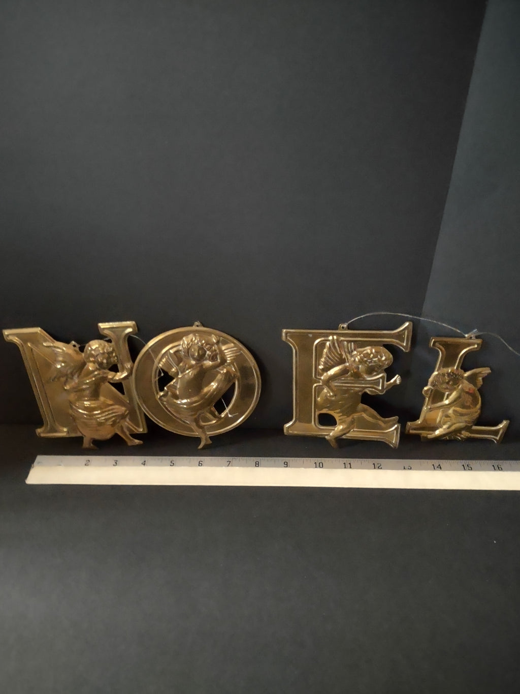 Vintage Christmas Department 56 Metal NOEL Ornament Angel Cherub (Lot 4755)