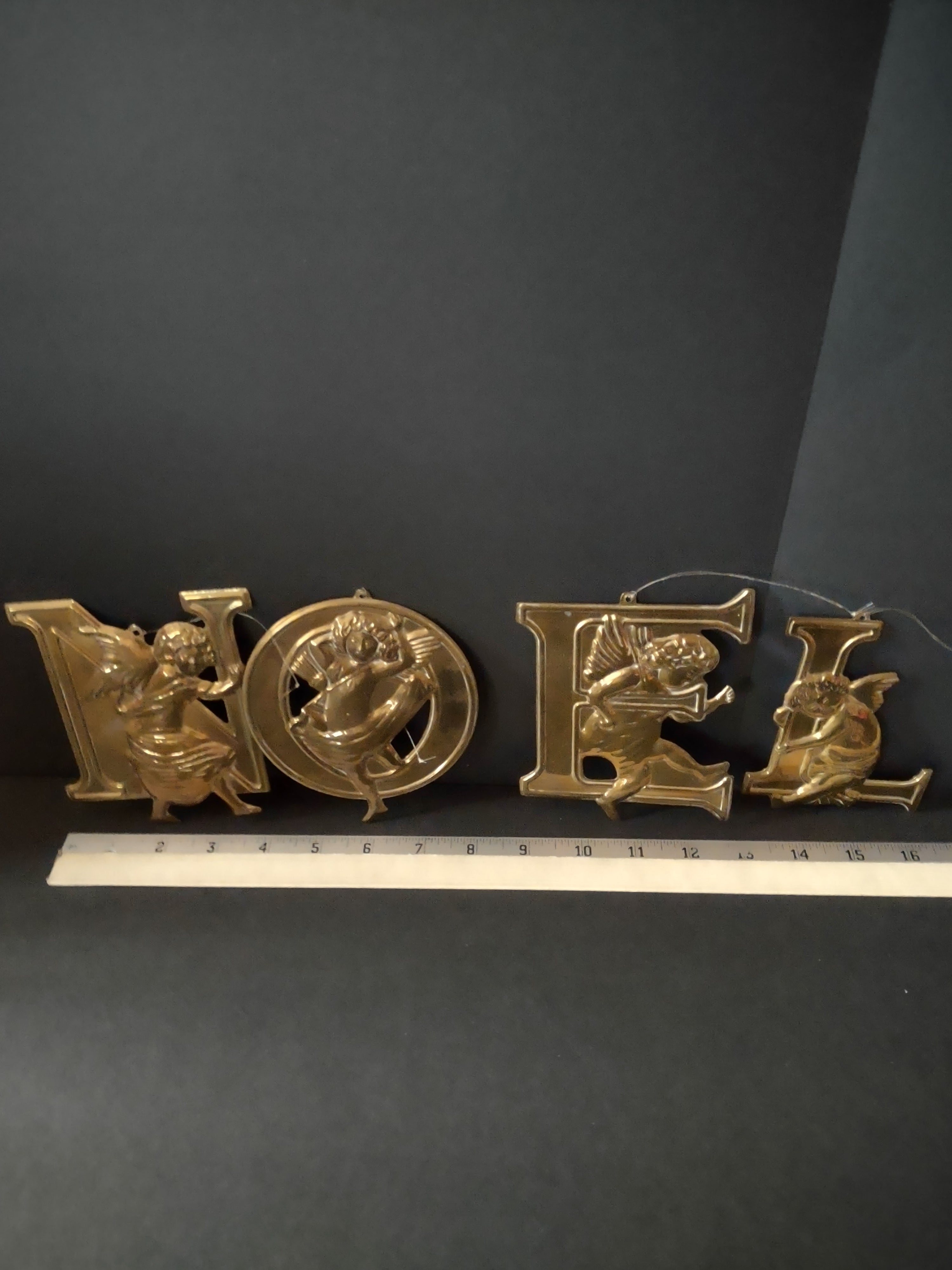 Vintage Christmas Department 56 Metal NOEL Ornament Angel Cherub (Lot 4755)