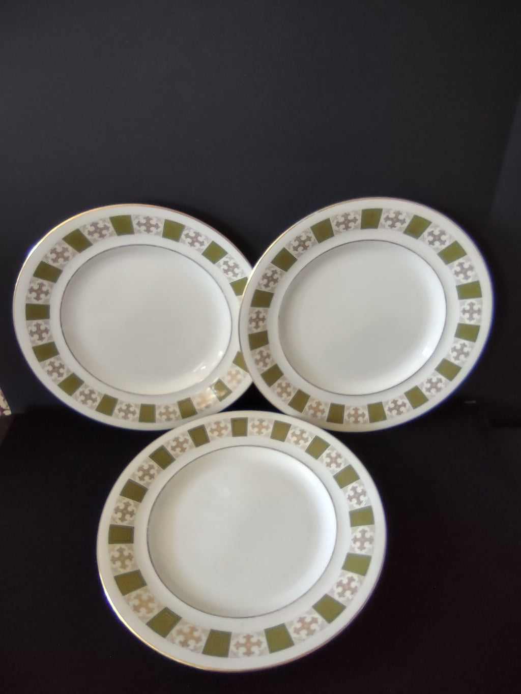 Vintage Spode Dinner Plate Persia Green Bone China x 3 English Country (Lot 5726