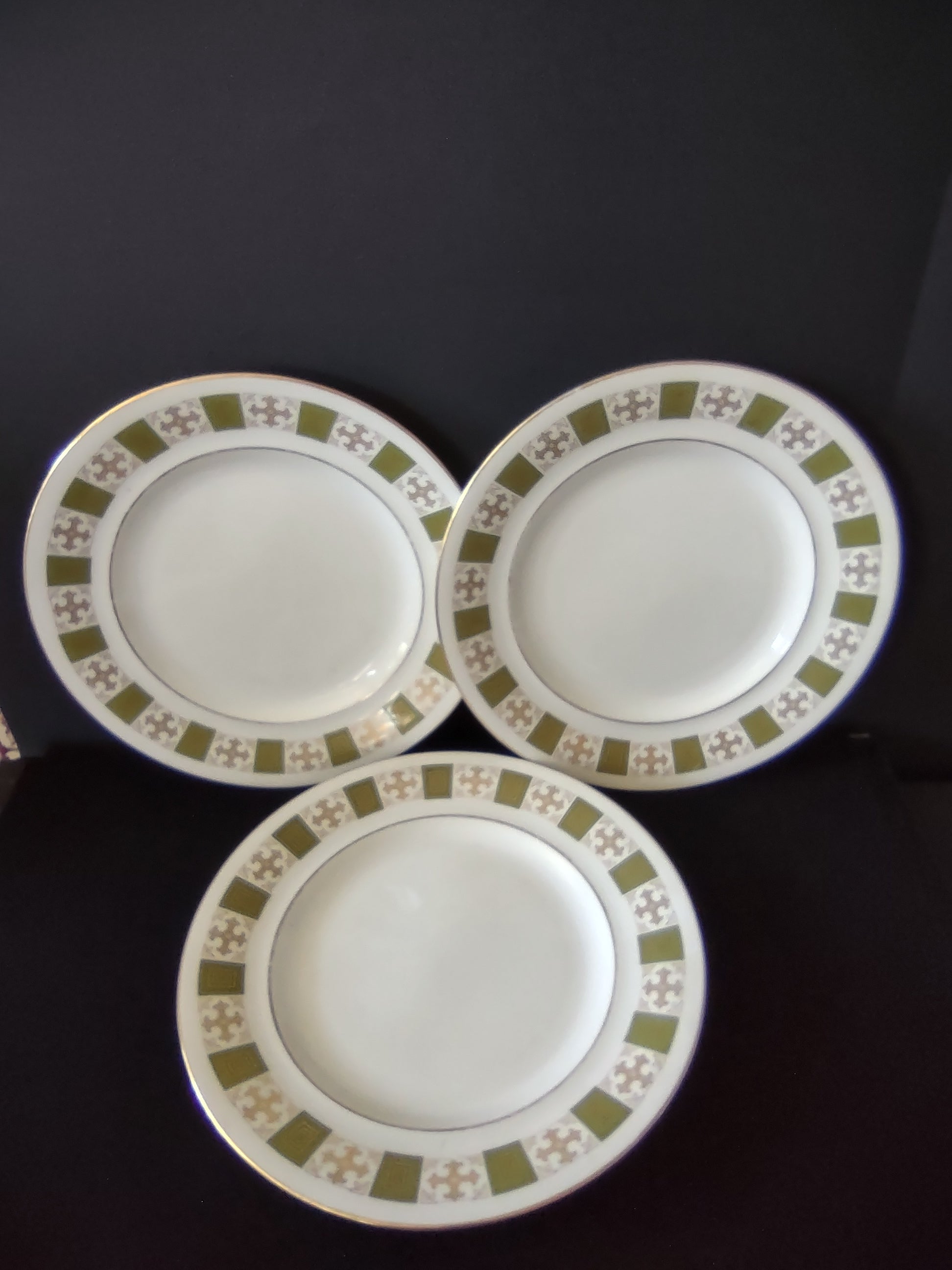 Vintage Spode Dinner Plate Persia Green Bone China x 3 English Country (Lot 5726