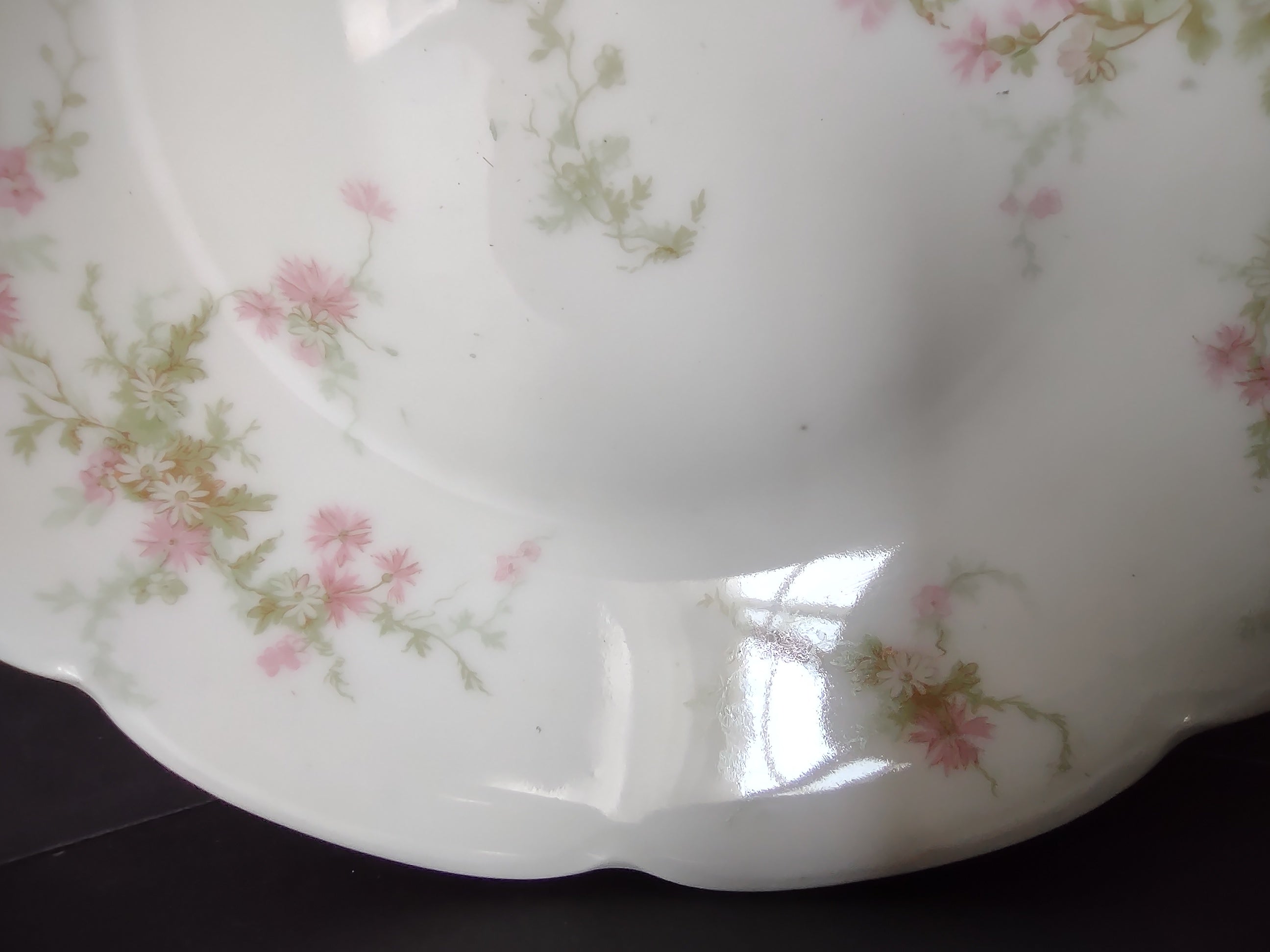 Haviland Limoges Cream Soup Plate Pink Thistle & Daisy (lot 883)