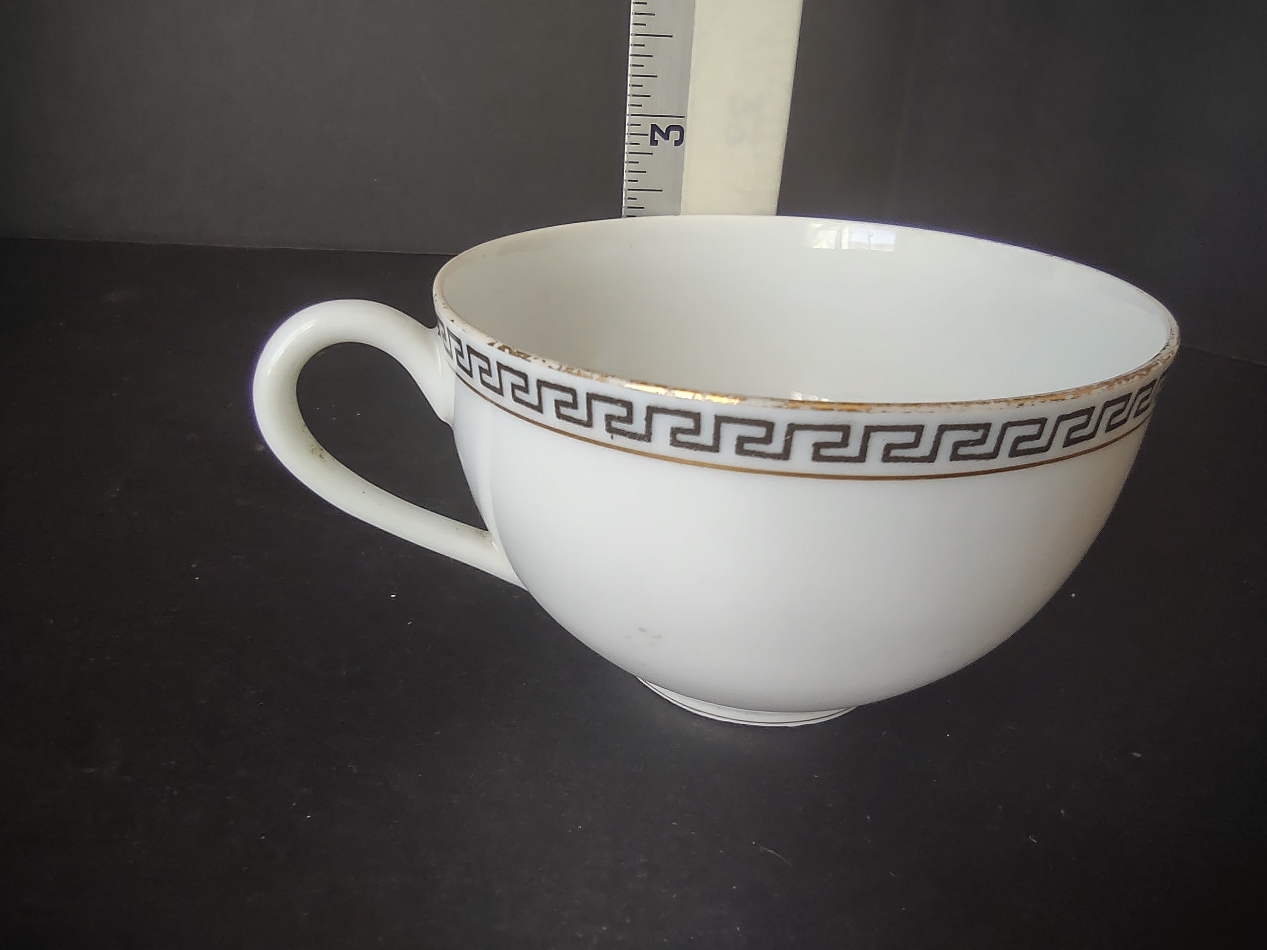 T & V Limoges France Tea Cup ONLY Gold Black Decor (lot 1066)