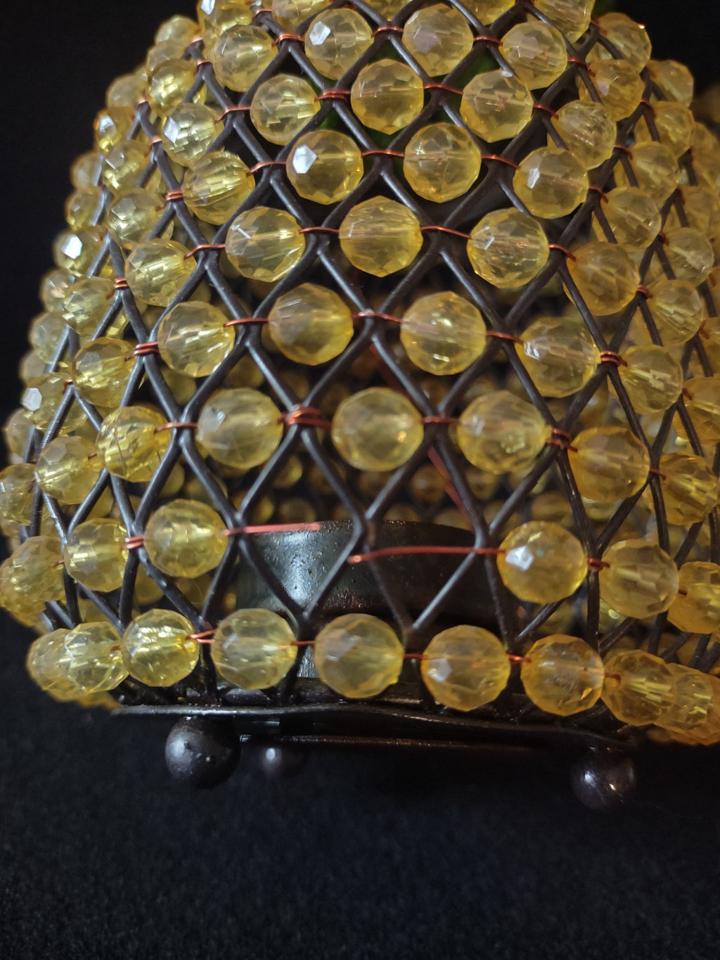 Beaded Pineapple Tea Light Holders Set Of 2 Candle NOT Included (Lot 4573)