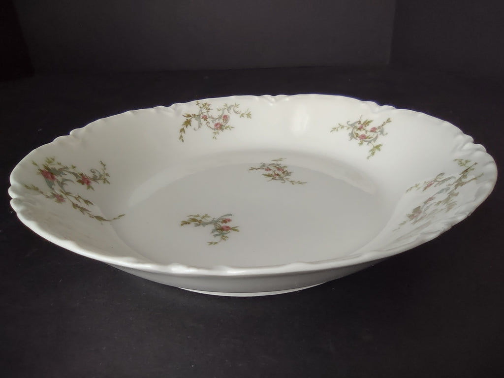 Haviland Limoges Cream Soup Plate White Scalloped Edge Rose Blue Ribbon (lot 855