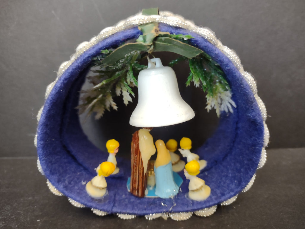 Very Vintage Christmas Handmade Ornament Nativity Scene Bell (lot 3166)