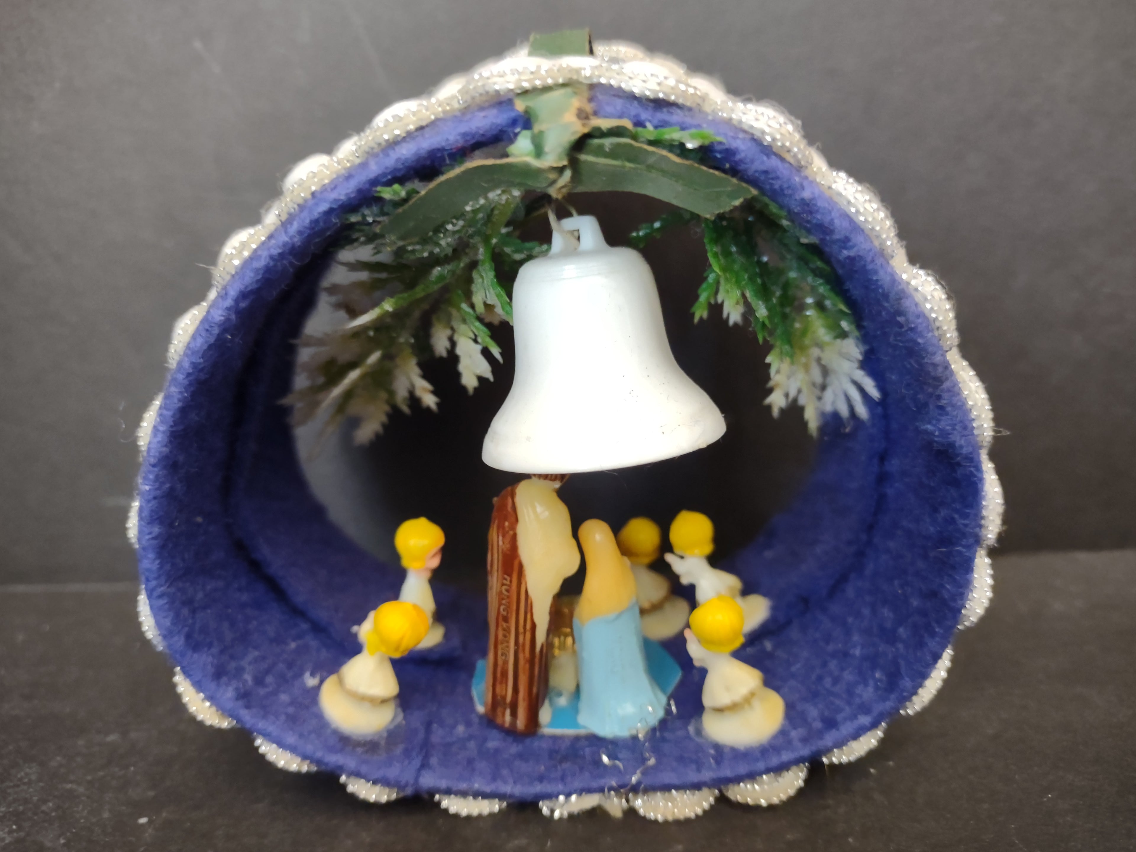 Very Vintage Christmas Handmade Ornament Nativity Scene Bell (lot 3166)