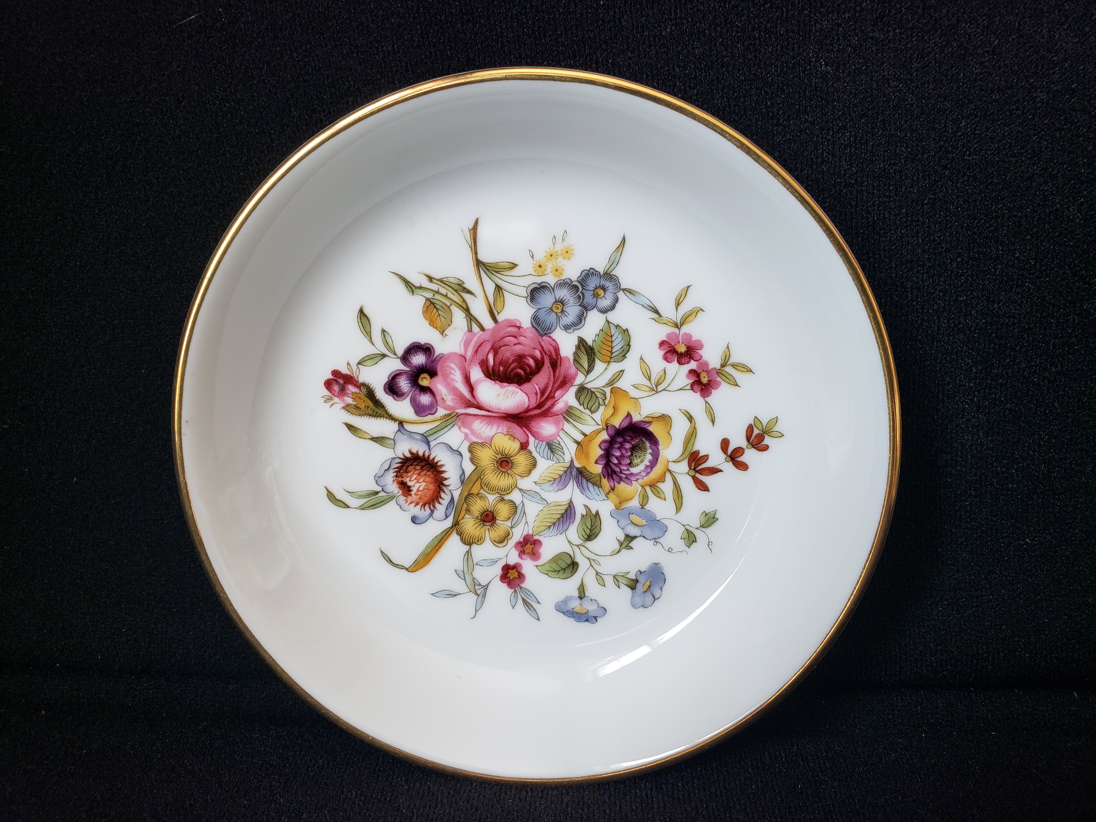 Vintage Royal Worcester Flower Roses Design Coaster Small Dish 4" (lot 2065)